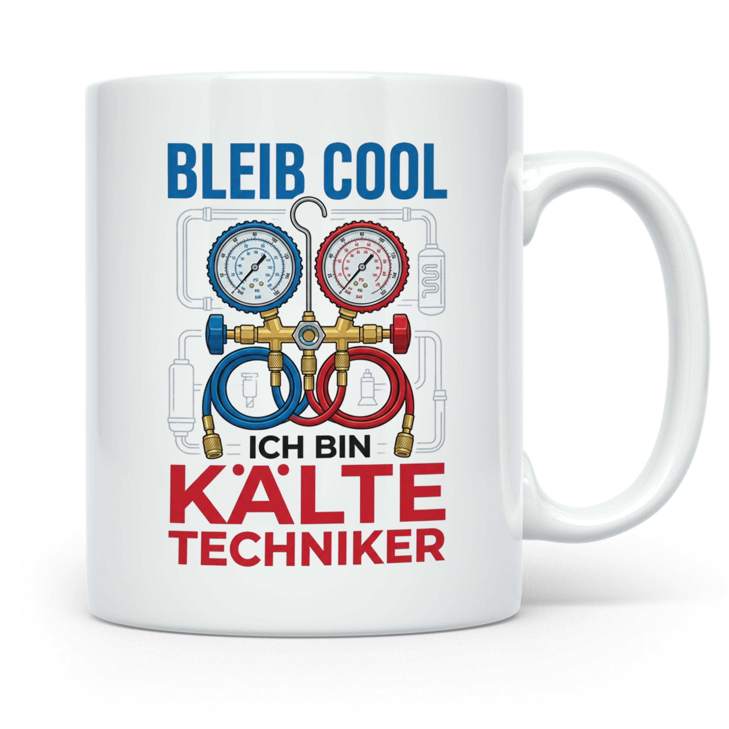 Kältetechniker Tasse mit Spruch 'Bleib Cool' | Geschenk für  – Weiß [farbe:weiß]