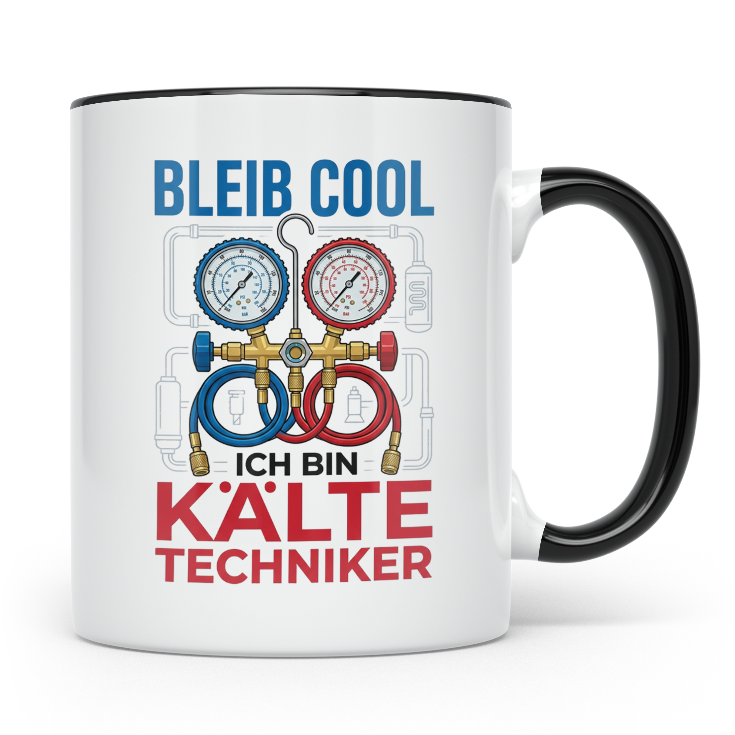 Kältetechniker Tasse mit Spruch 'Bleib Cool' | Geschenk für  – Schwarz [farbe:schwarz]