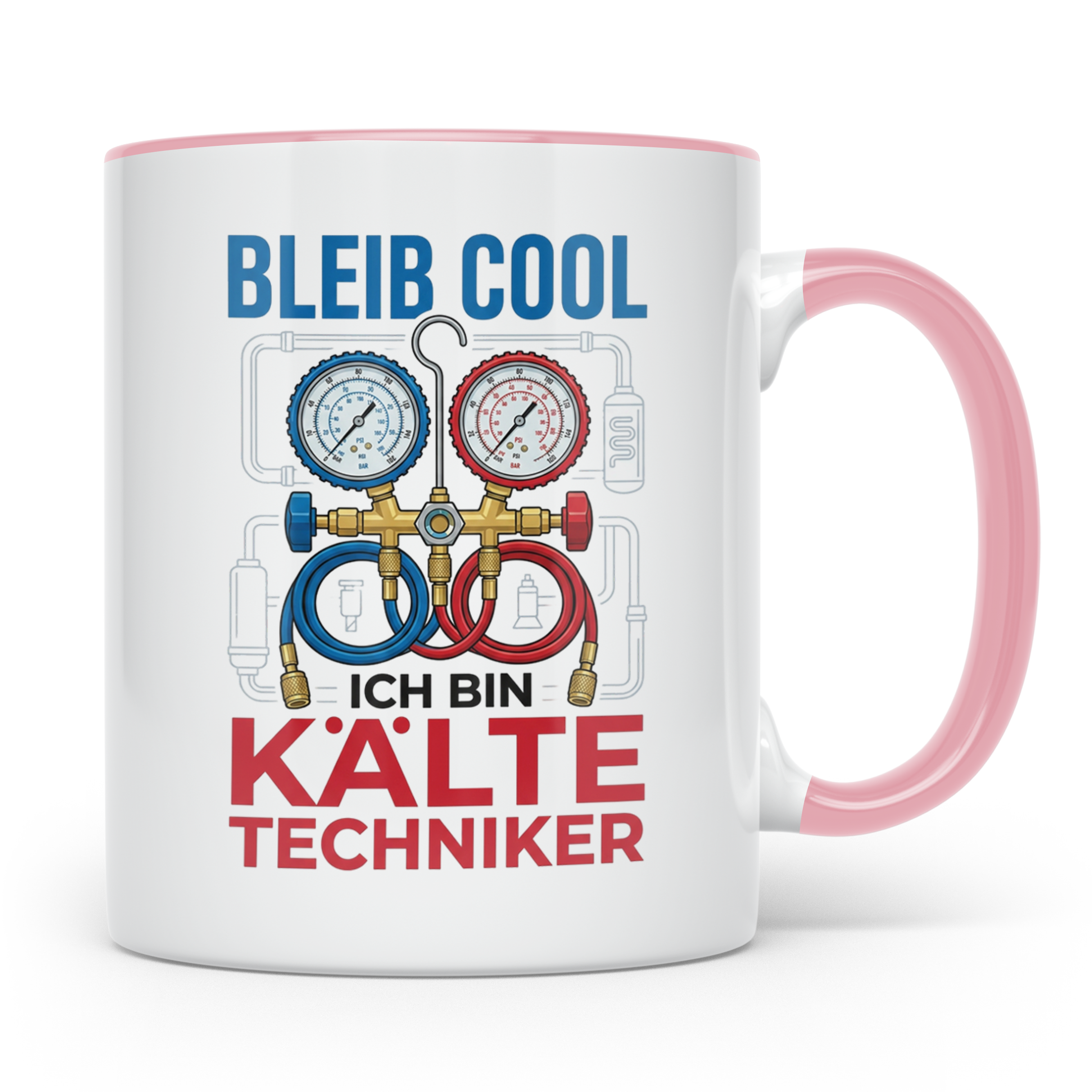 Kältetechniker Tasse mit Spruch 'Bleib Cool' | Geschenk für  – Rosa [farbe:rosa]