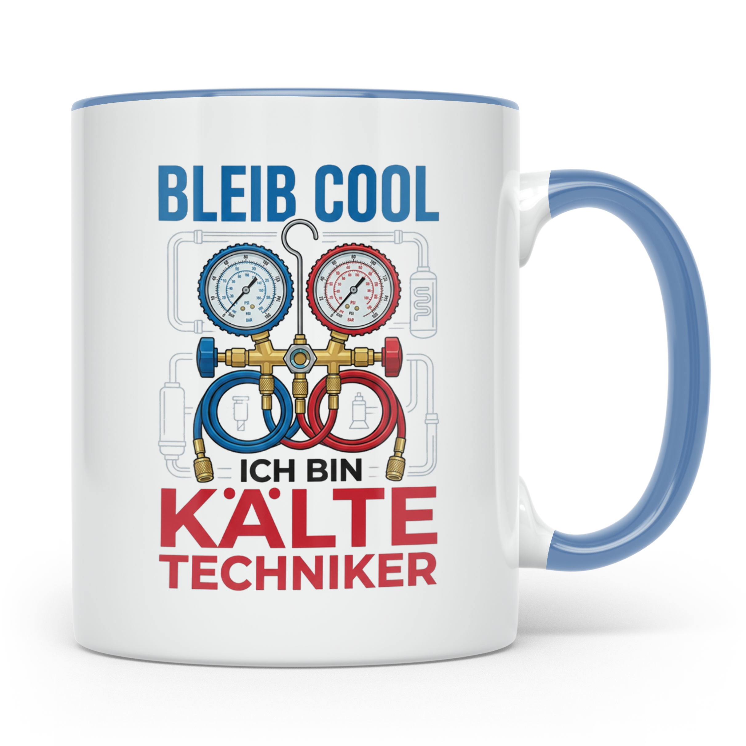 Kältetechniker Tasse mit Spruch 'Bleib Cool' | Geschenk für  – Blau [farbe:blau]
