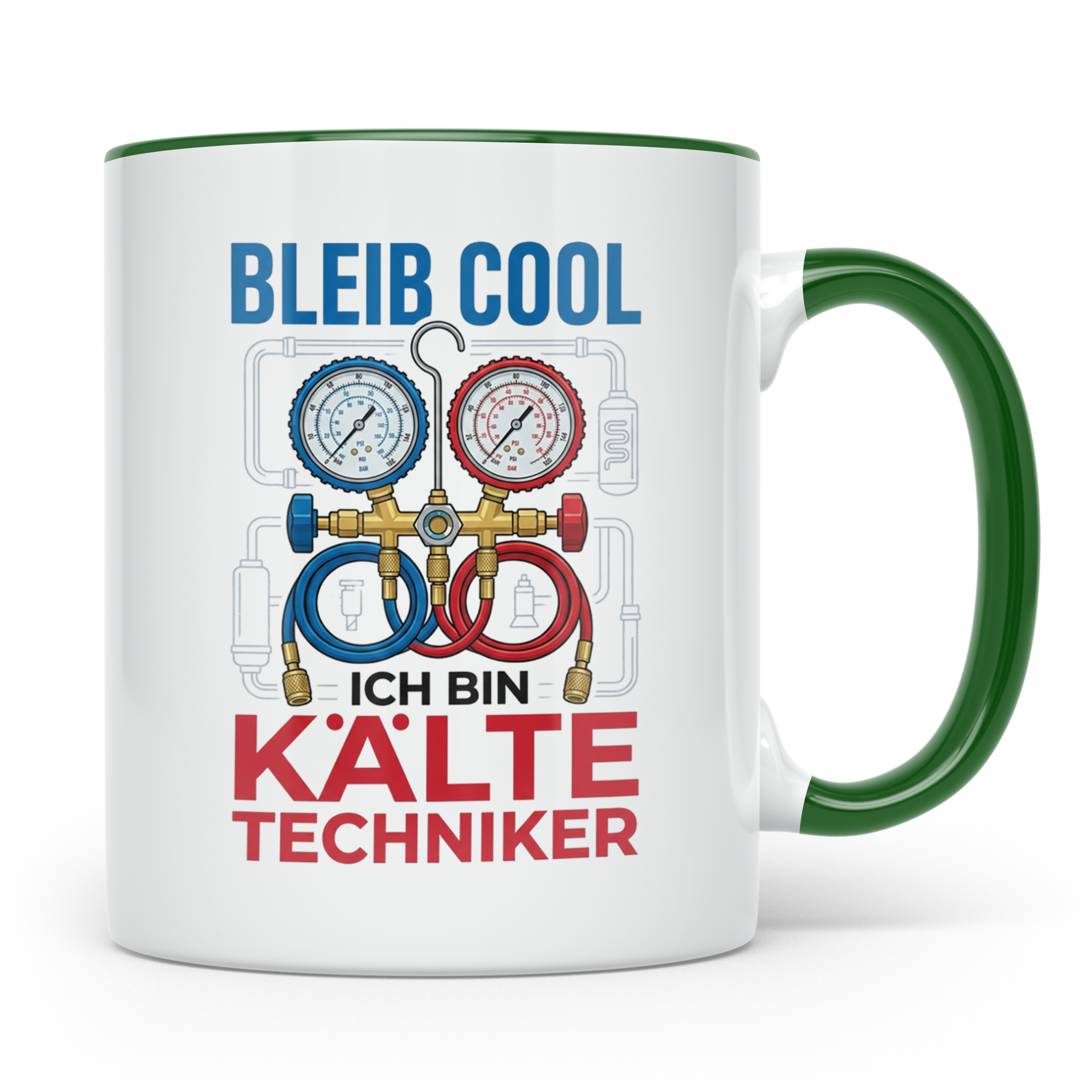 Kältetechniker Tasse mit Spruch 'Bleib Cool' | Geschenk für  – Grün [farbe:grün]