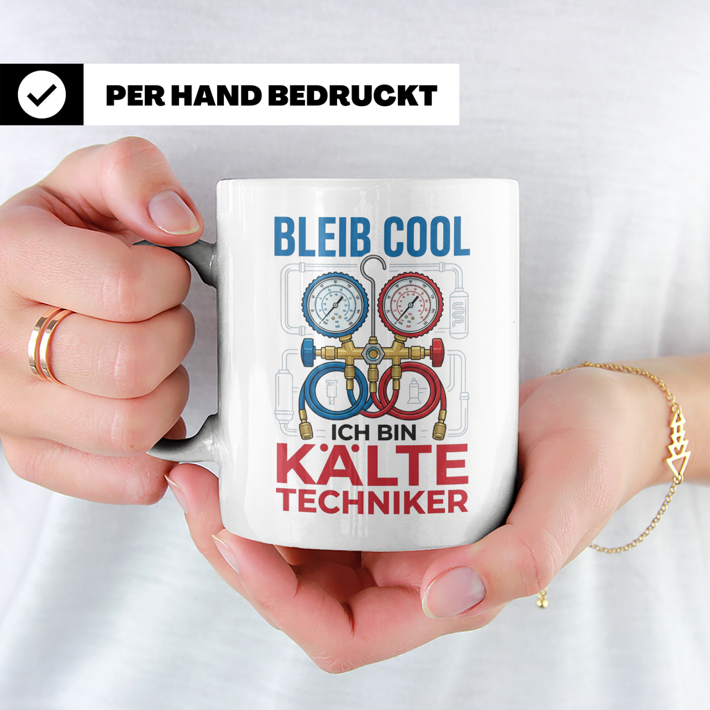 Kältetechniker Tasse mit Spruch 'Bleib Cool' | Geschenk für  – Weiß [farbe:weiß]