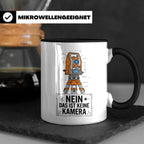Vermesser Tasse mit Spruch Nein das ist keine Kamera, Gesche – Schwarz [farbe:schwarz]