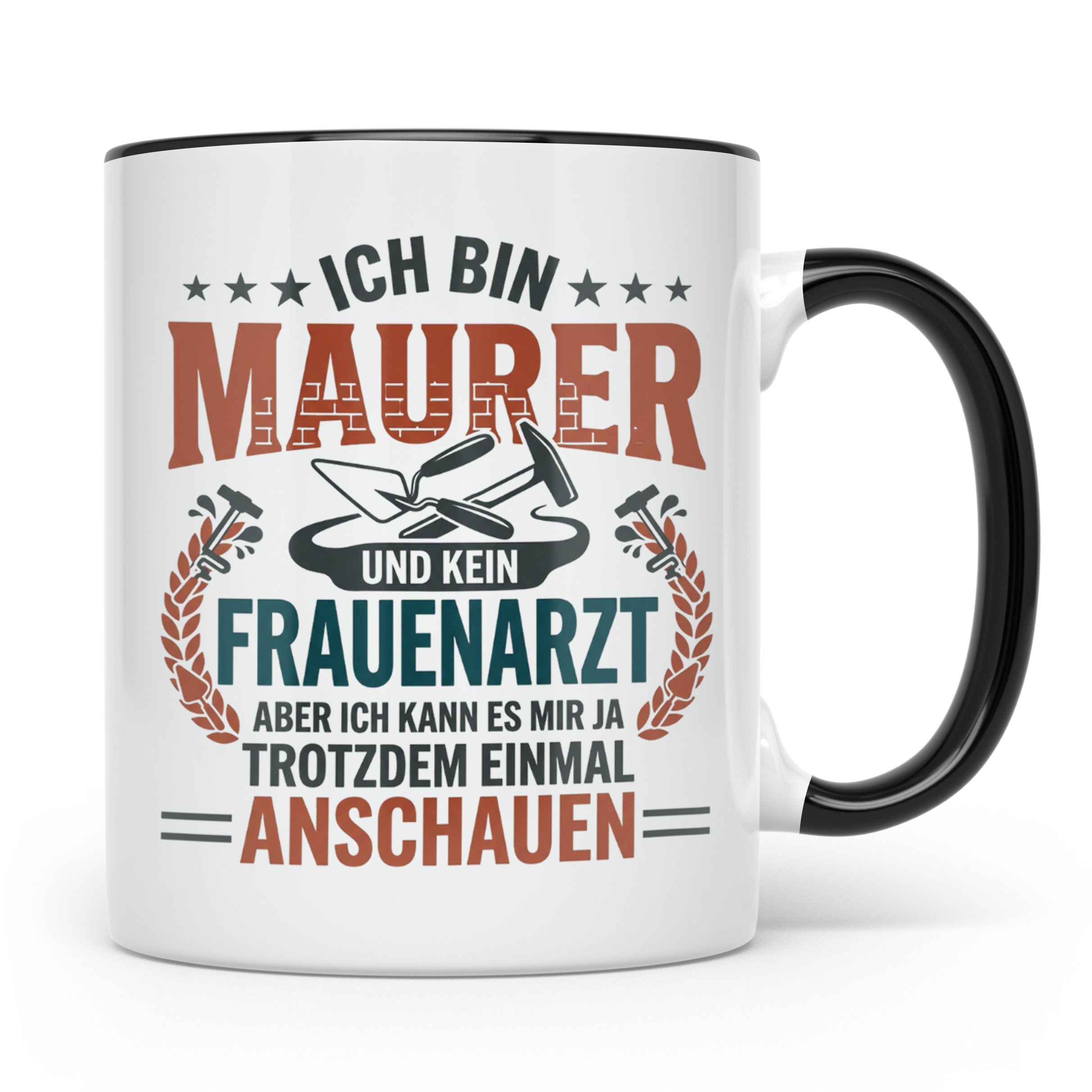 Maurer Tasse mit Spruch Ich bin Maurer kein Frauenarzt lusti – Schwarz [farbe:schwarz]