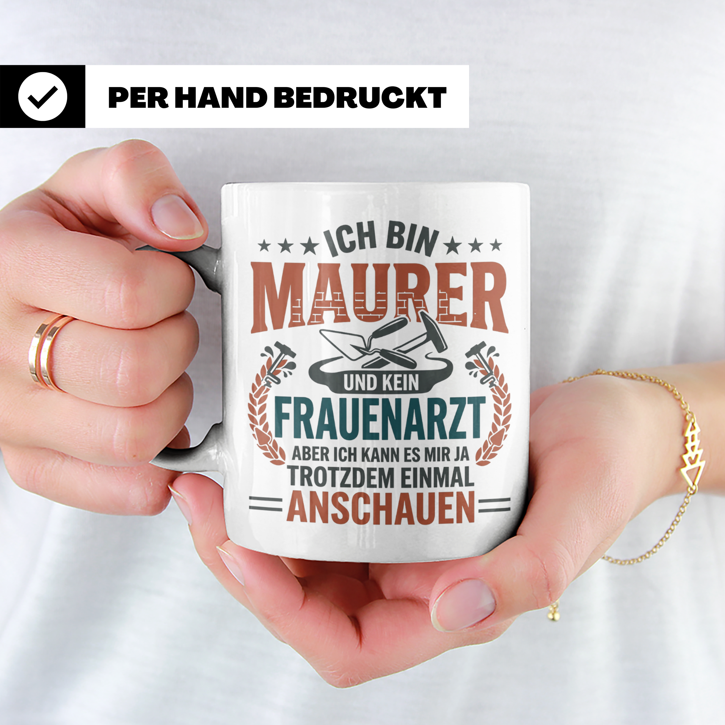 Maurer Tasse mit Spruch Ich bin Maurer kein Frauenarzt lusti – Weiß [farbe:weiß]