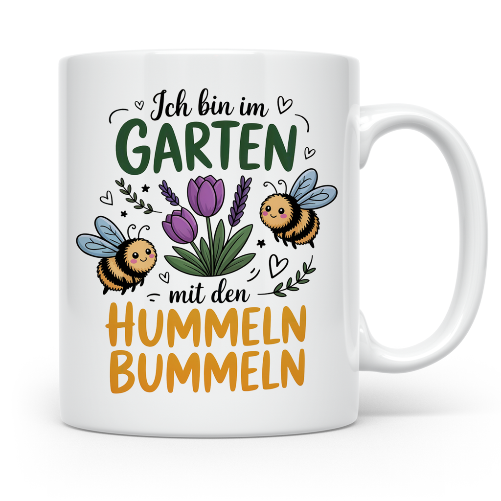 Garten Hummel Spruch | Ich bin im Garten mit den Hummeln bummeln | Hobbygärtner Geschenkidee | Gartenarbeit Liebe | Blumenwiese Imker | Klei