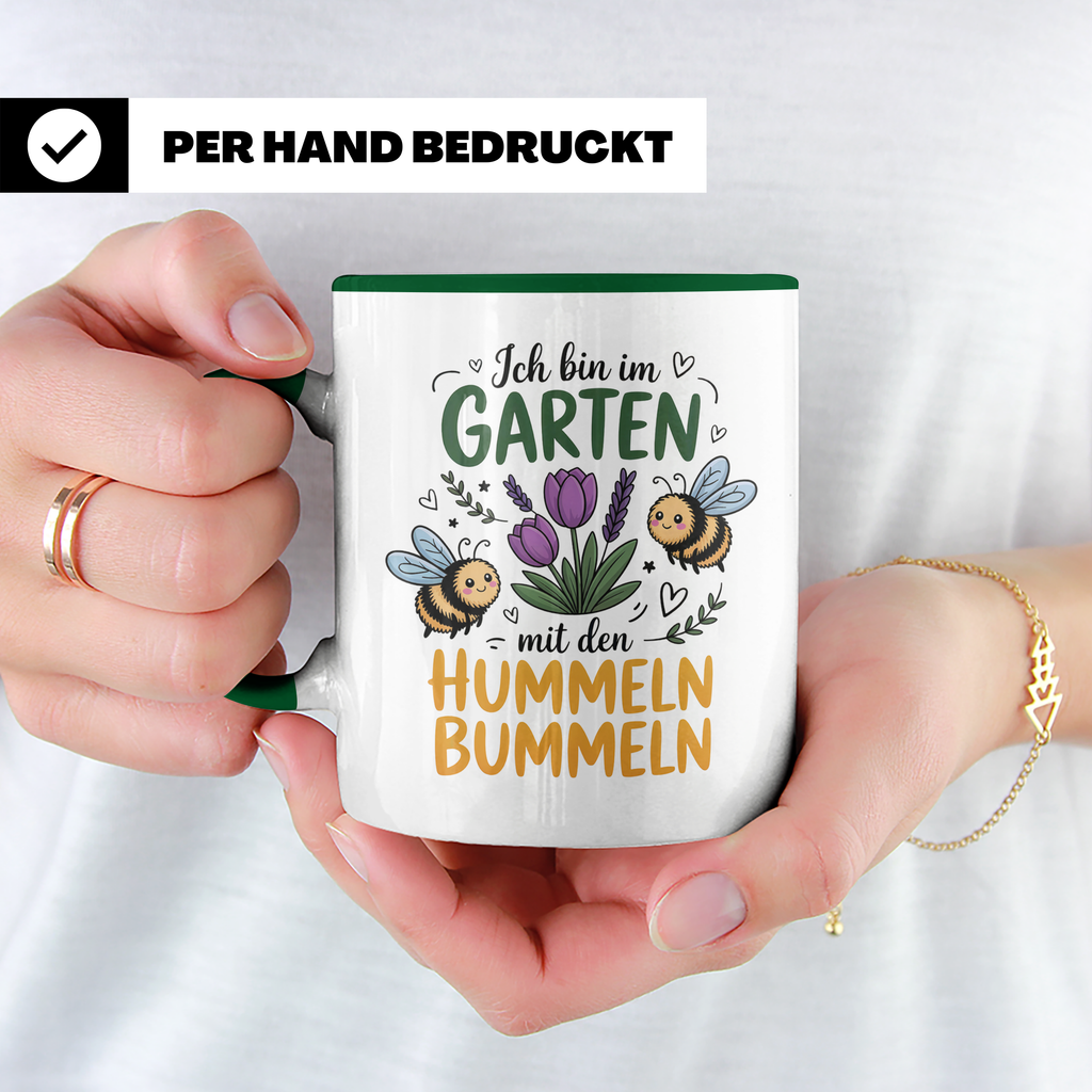 Garten Hummel Spruch | Ich bin im Garten mit den Hummeln bummeln | Hobbygärtner Geschenkidee | Gartenarbeit Liebe | Blumenwiese Imker | Klei