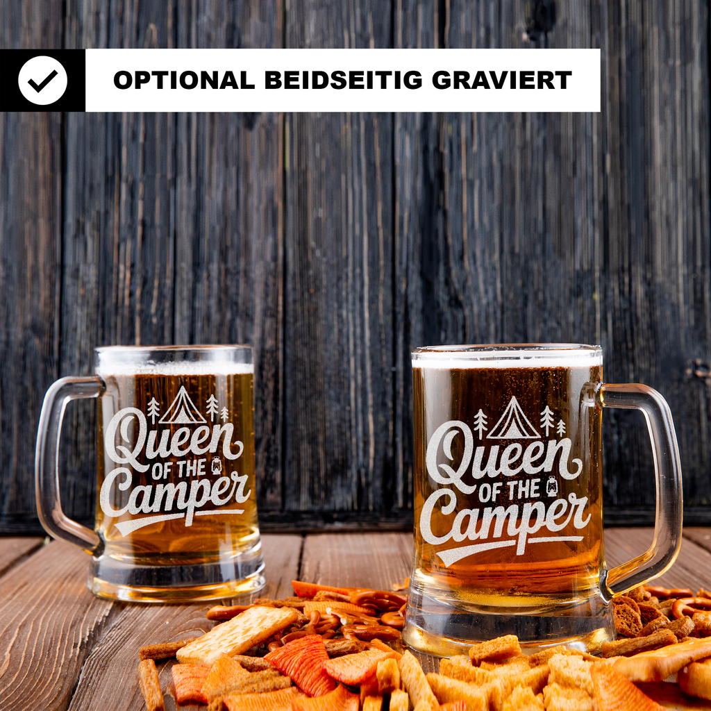 Queen of the Camper – Lustiger Bierkrug für Camping-Liebhaber, Geschenk für Camper, Campingfan, für die Königin des Campers
