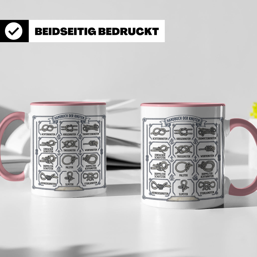 Knotenkunde Tasse mit Segelknoten & Seemannsknoten, Handbuch – Rosa [farbe:rosa]