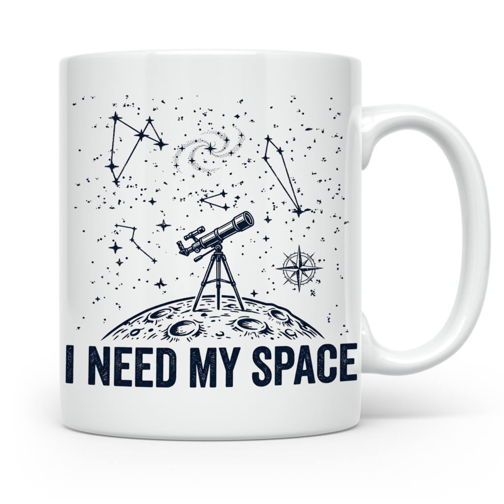 Astronomie Tasse I Need My Space, Teleskop Becher für Hobby- – Weiß [farbe:weiß]