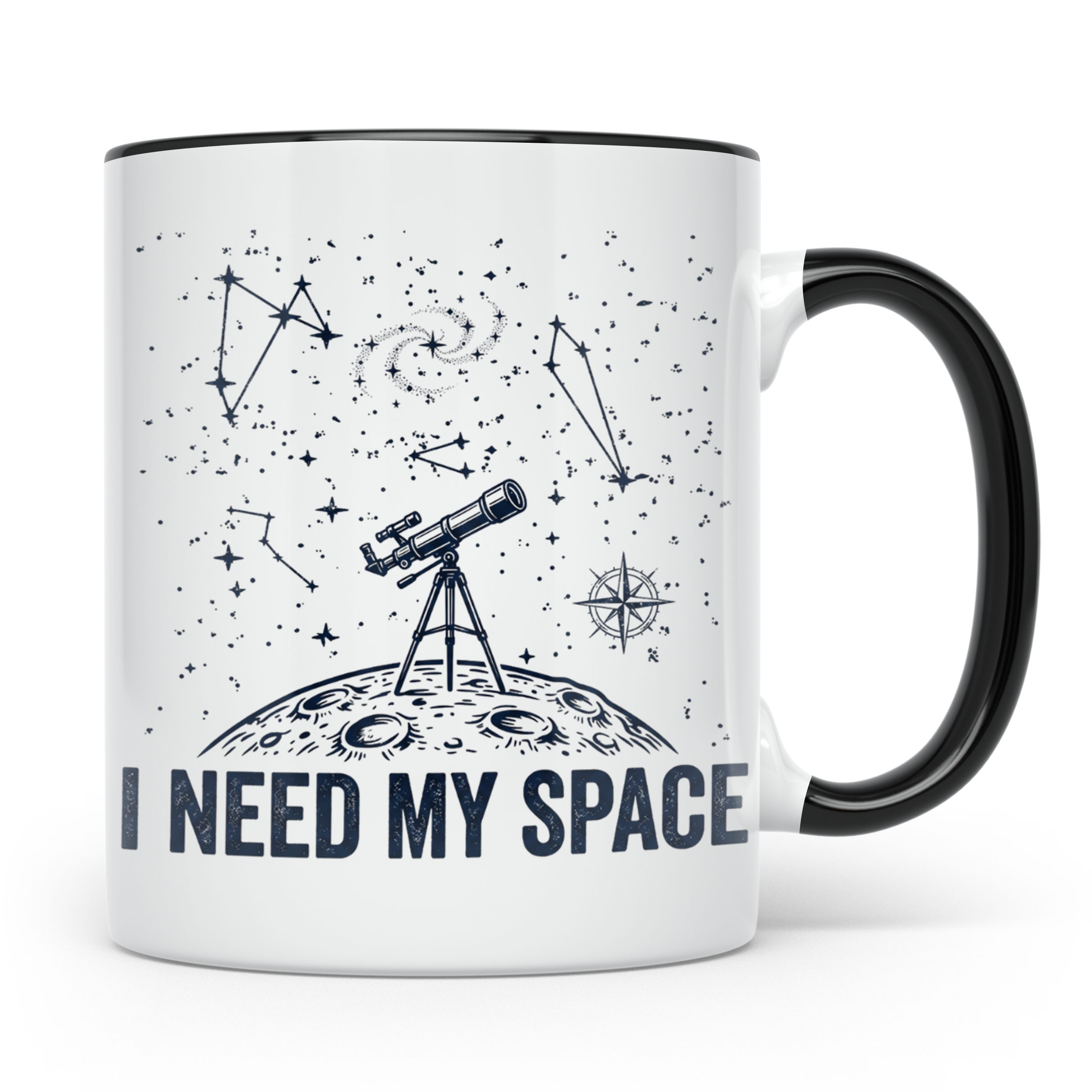 Astronomie Tasse I Need My Space, Teleskop Becher für Hobby- – Schwarz [farbe:schwarz]
