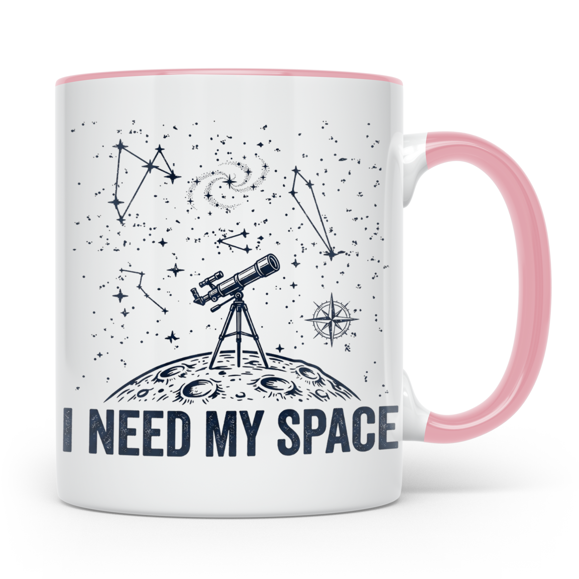 Astronomie Tasse I Need My Space, Teleskop Becher für Hobby- – Rosa [farbe:rosa]