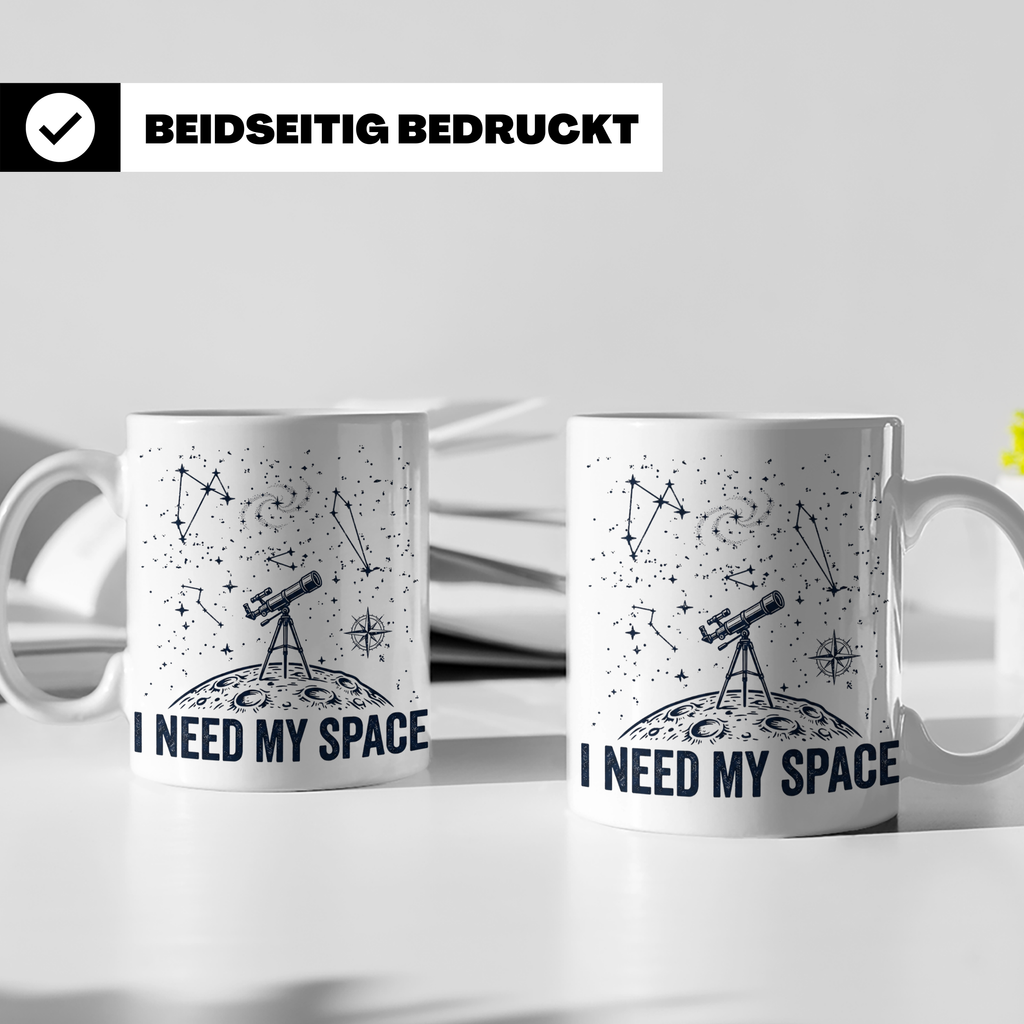 Astronomie Tasse I Need My Space, Teleskop Becher für Hobby- – Weiß [farbe:weiß]