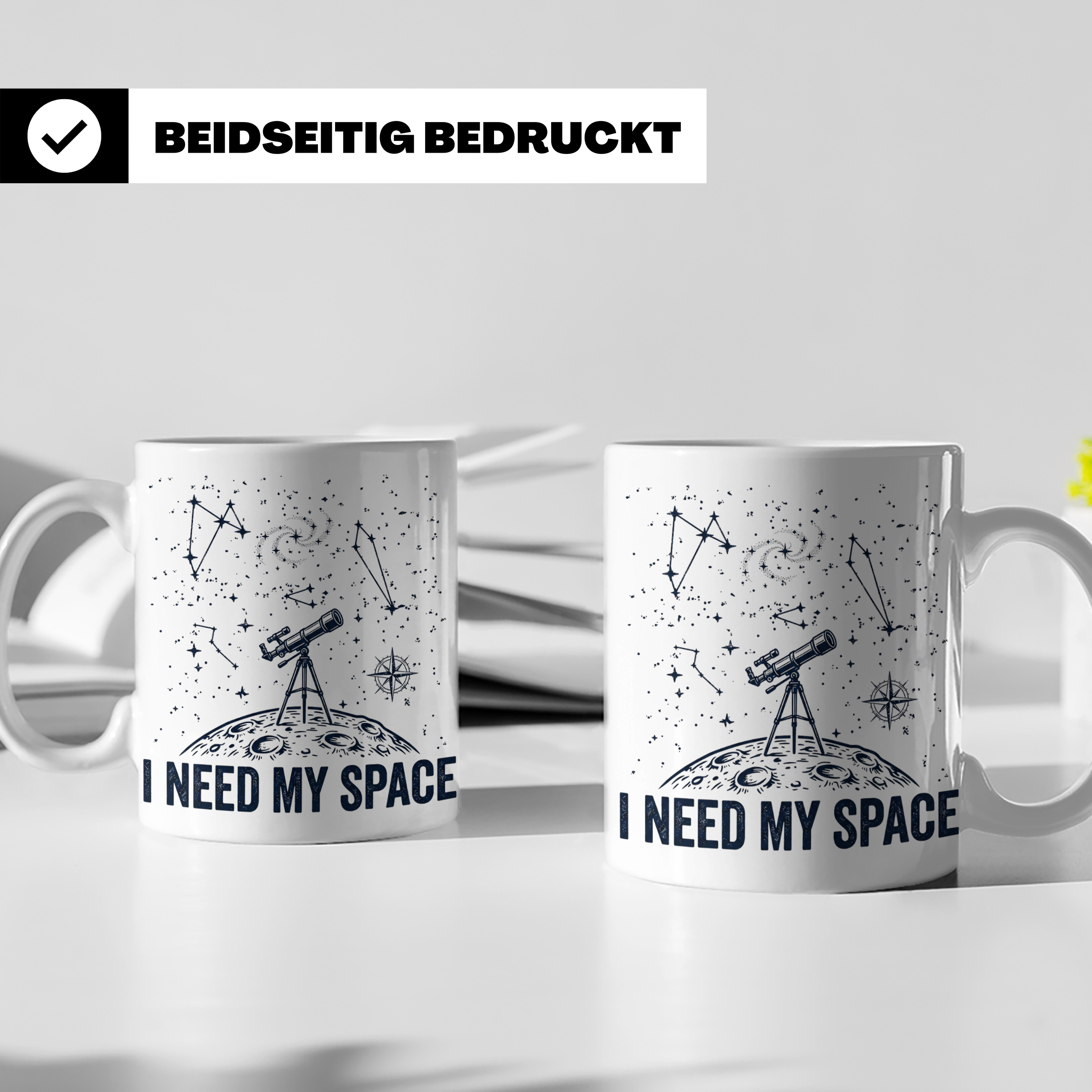 Astronomie Tasse I Need My Space, Teleskop Becher für Hobby- – Weiß [farbe:weiß]