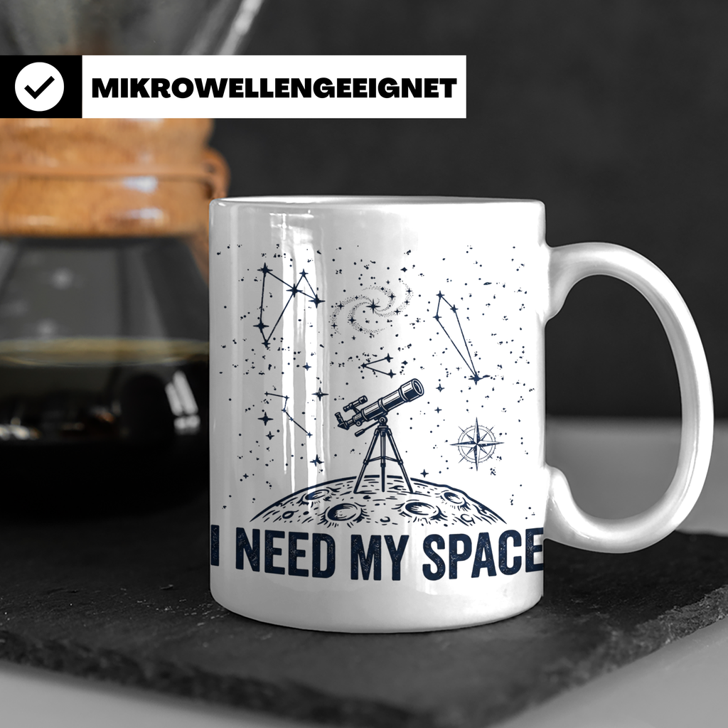 Astronomie Tasse I Need My Space, Teleskop Becher für Hobby- – Weiß [farbe:weiß]