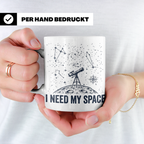 Astronomie Tasse I Need My Space, Teleskop Becher für Hobby- – Weiß [farbe:weiß]