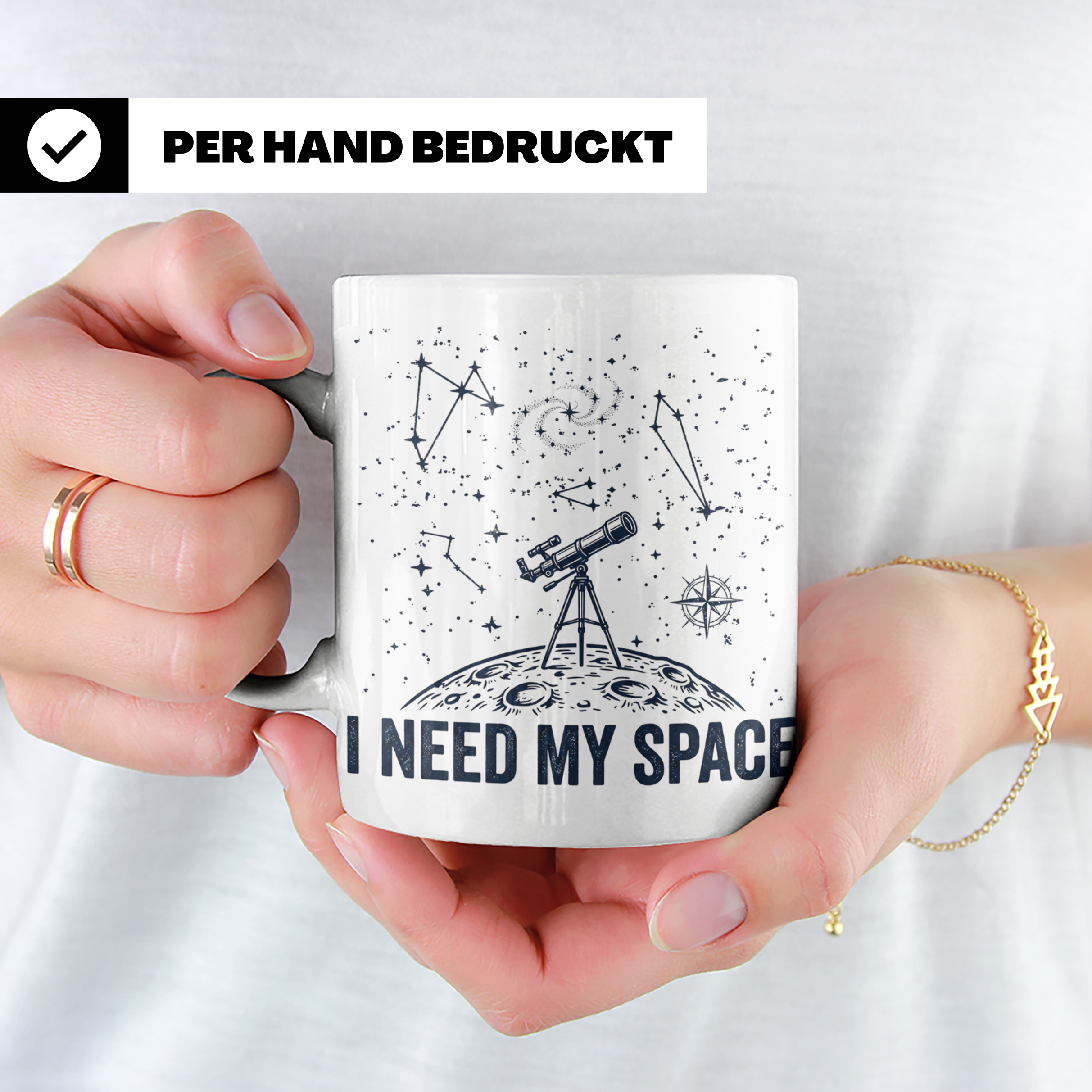 Astronomie Tasse I Need My Space, Teleskop Becher für Hobby- – Weiß [farbe:weiß]