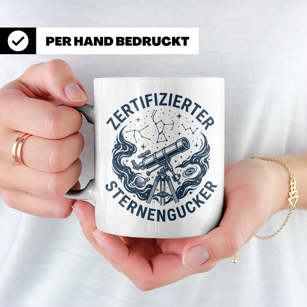 Sterngucker Tasse Zertifizierter Hobby-Astronom, Geschenk fü – Weiß [farbe:weiß]