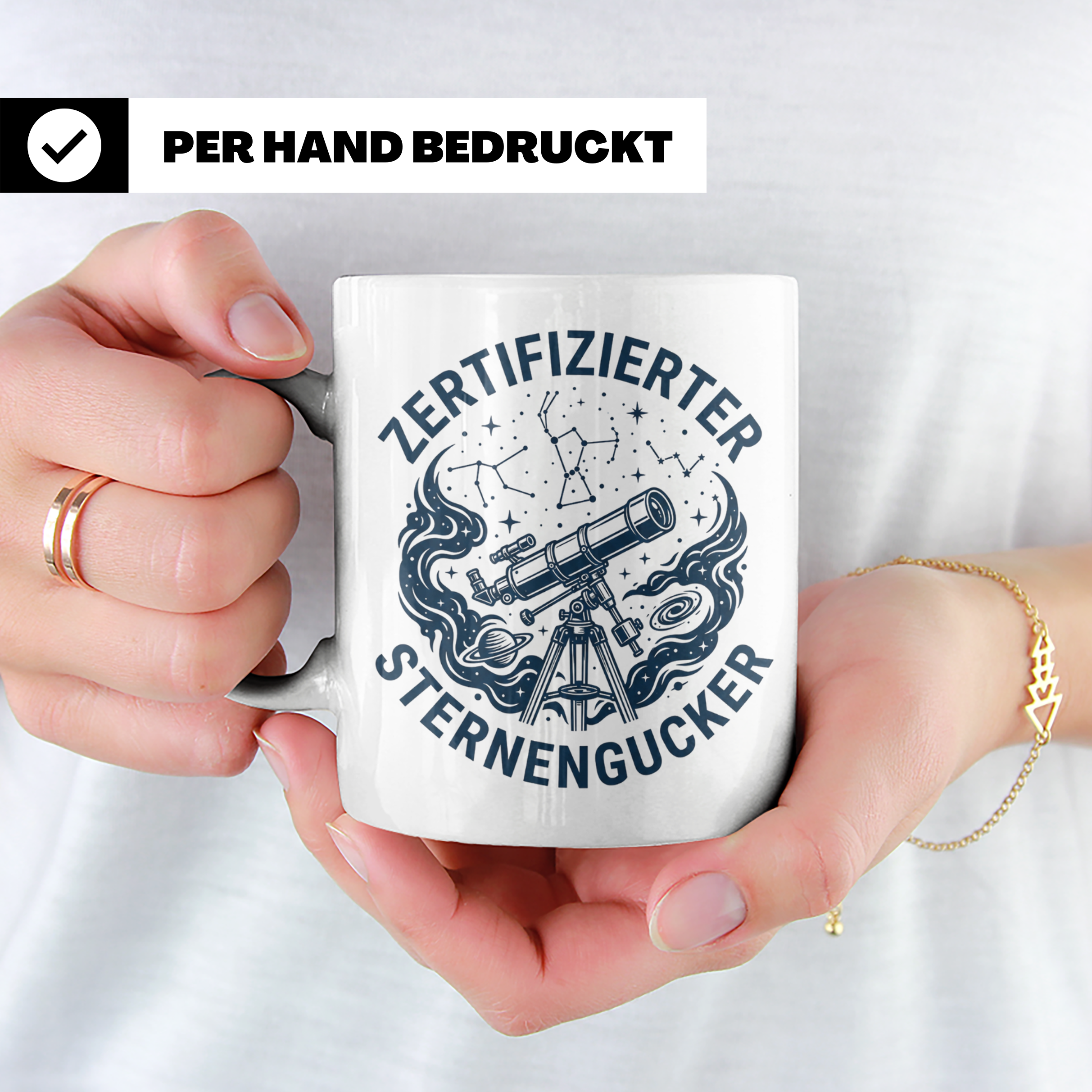 Sterngucker Tasse Zertifizierter Hobby-Astronom, Geschenk fü – Weiß [farbe:weiß]