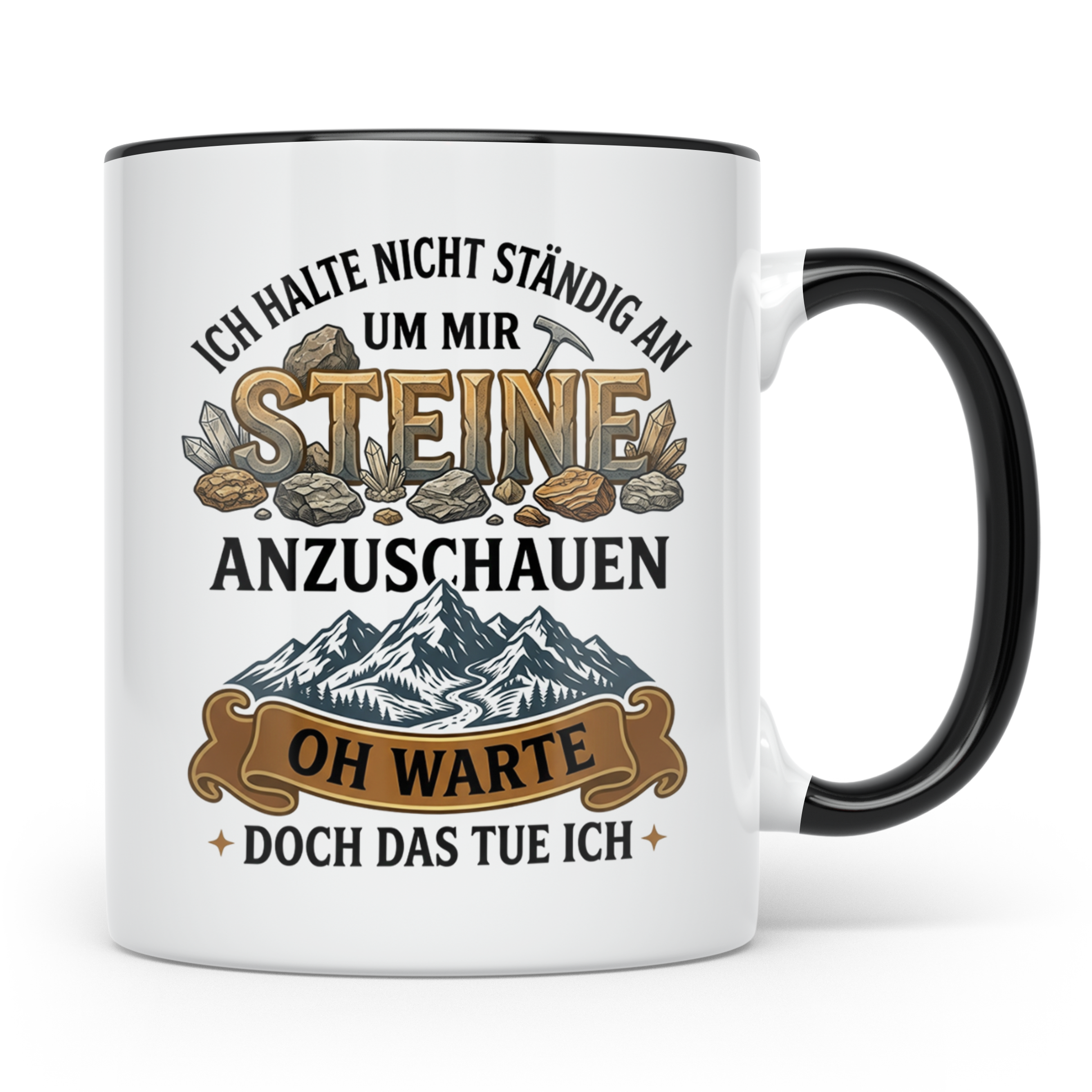 Steinsammler Tasse Geologe lustiger Spruch Mineralien Sammle – Schwarz [farbe:schwarz]