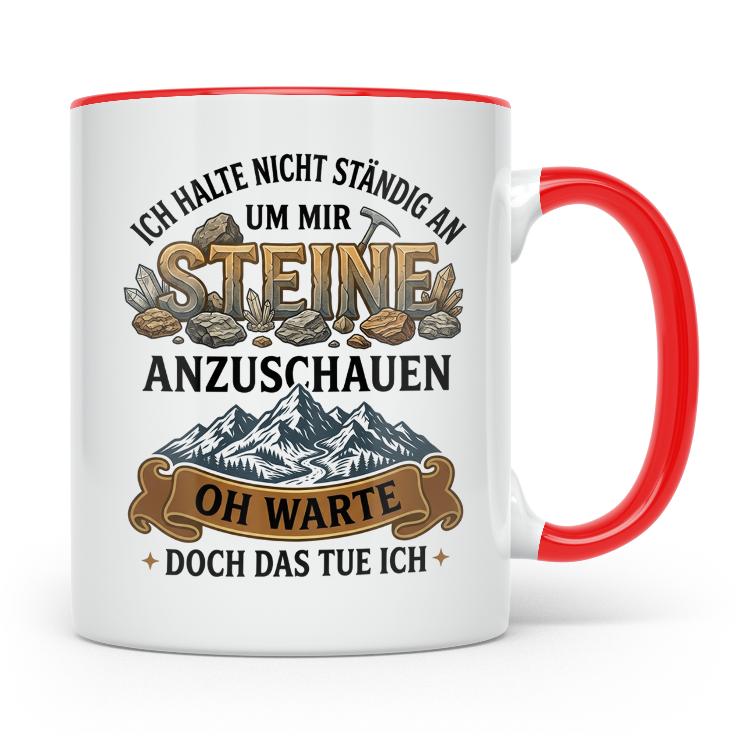 Steinsammler Tasse Geologe lustiger Spruch Mineralien Sammle – Rot [farbe:rot]