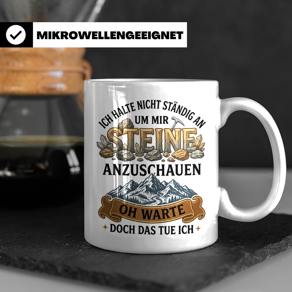 Steinsammler Tasse Geologe lustiger Spruch Mineralien Sammle – Weiß [farbe:weiß]