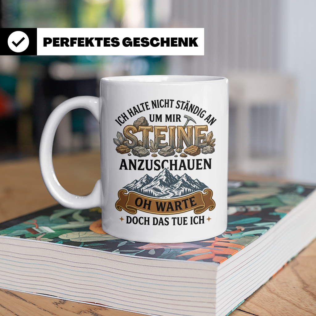 Steinsammler Tasse Geologe lustiger Spruch Mineralien Sammle – Weiß [farbe:weiß]
