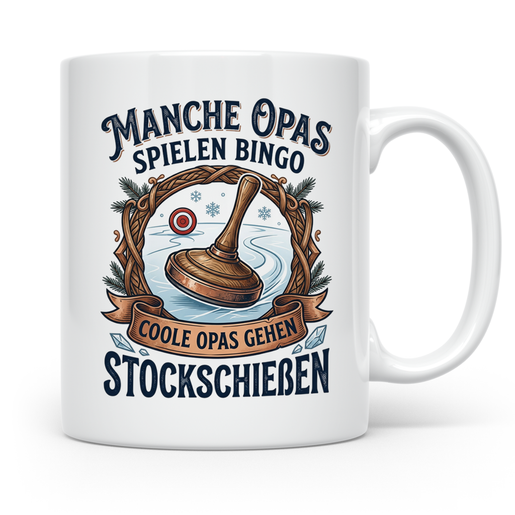 Stockschießen Tasse für coole Opas, Geschenk für Stockschütz – Weiß [farbe:weiß]