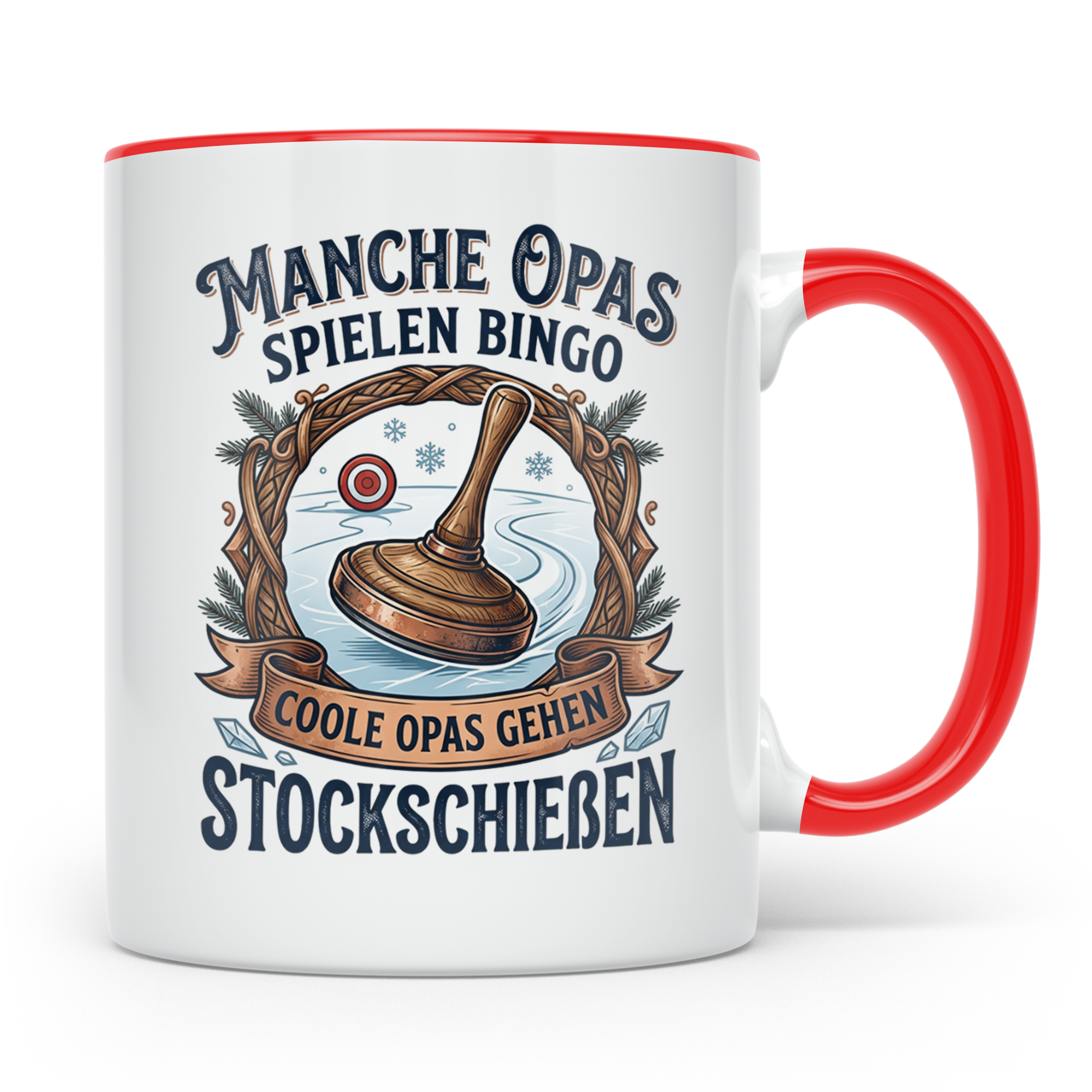 Stockschießen Tasse für coole Opas, Geschenk für Stockschütz – Rot [farbe:rot]