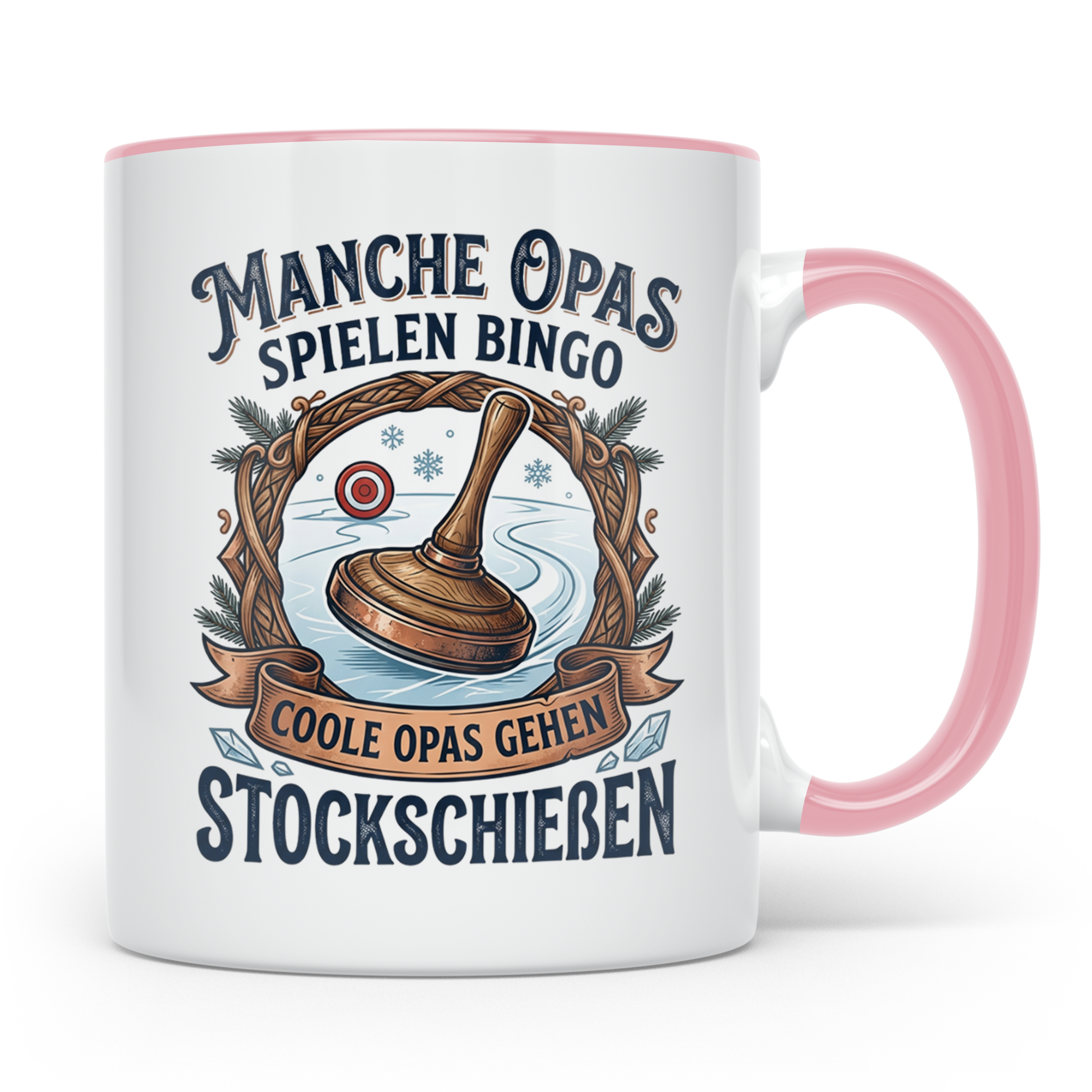 Stockschießen Tasse für coole Opas, Geschenk für Stockschütz – Rosa [farbe:rosa]