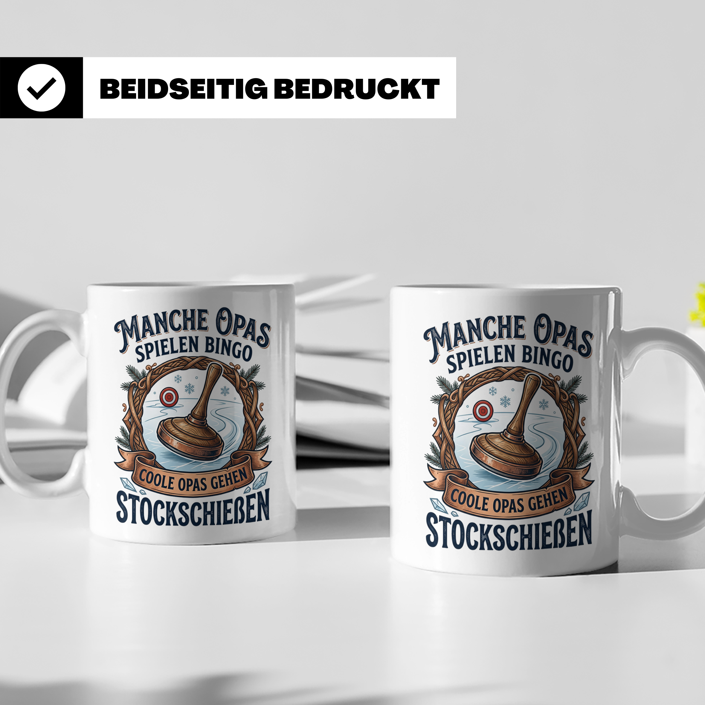 Stockschießen Tasse für coole Opas, Geschenk für Stockschütz – Weiß [farbe:weiß]