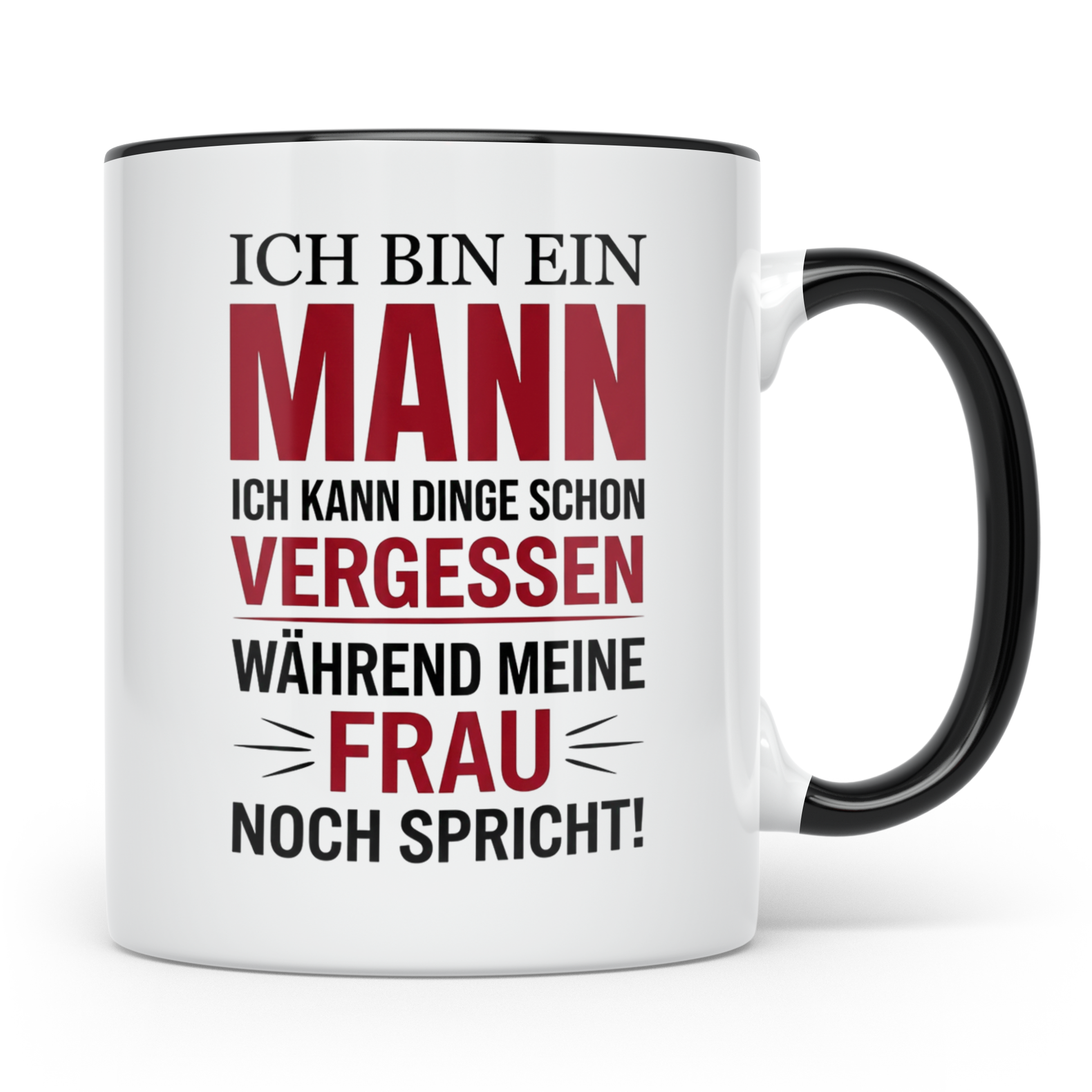 Männer Tasse mit Spruch Ich bin ein Mann lustig Kaffeetasse  – Schwarz [farbe:schwarz]