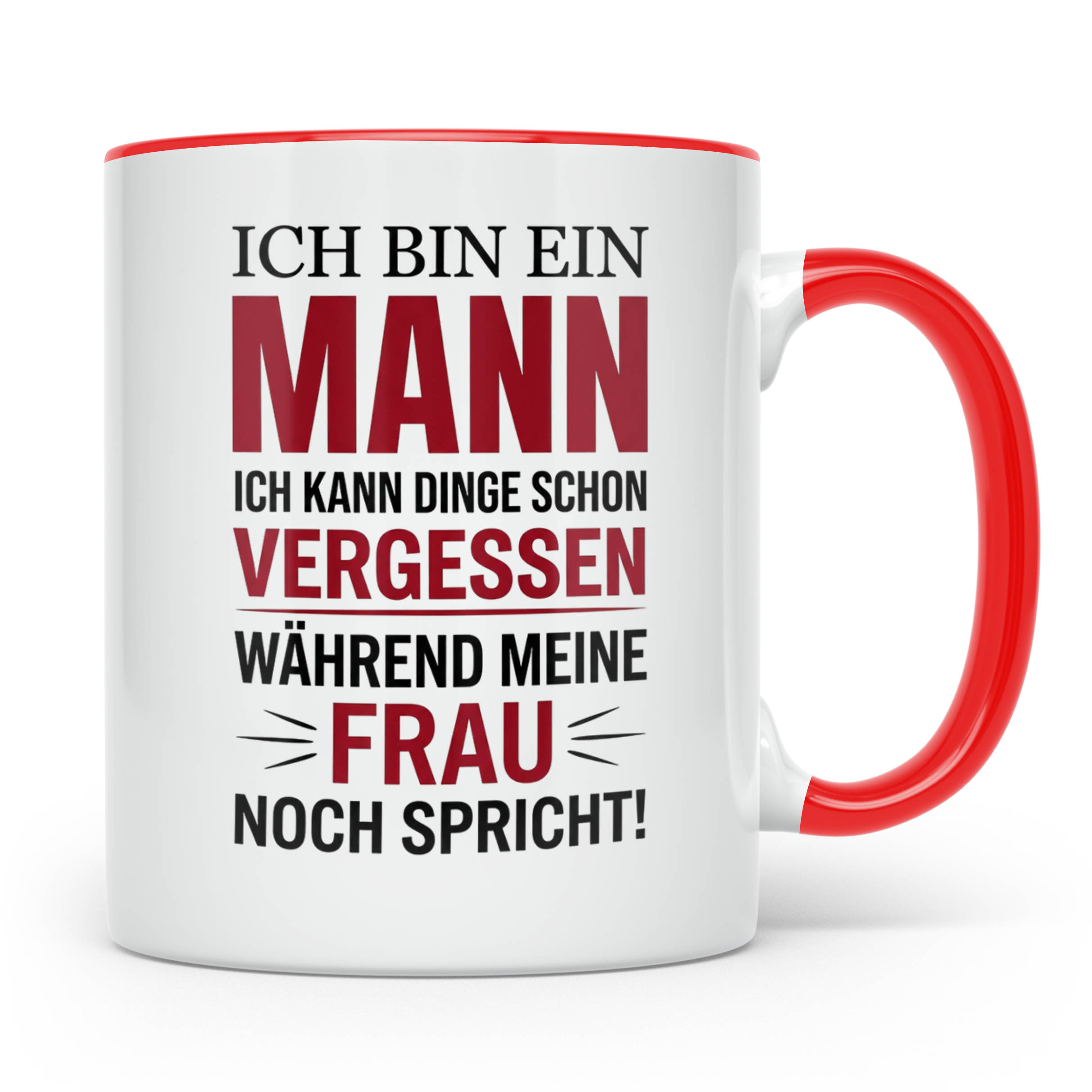 Männer Tasse mit Spruch Ich bin ein Mann lustig Kaffeetasse  – Rot [farbe:rot]