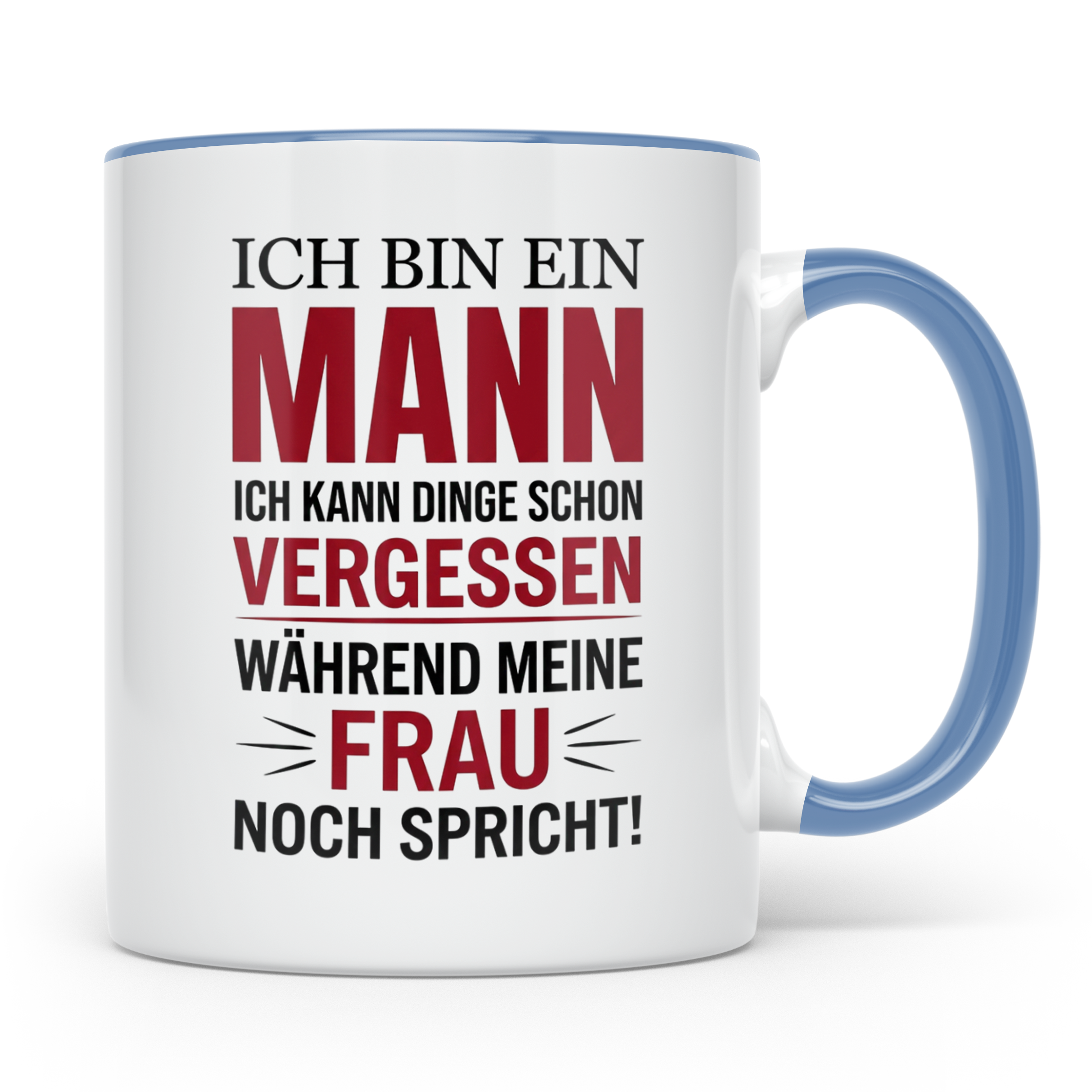 Männer Tasse mit Spruch Ich bin ein Mann lustig Kaffeetasse  – Blau [farbe:blau]