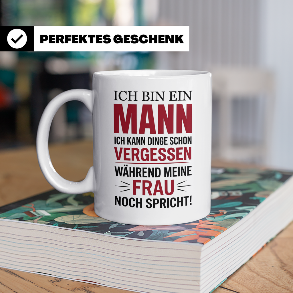 Männer Tasse mit Spruch Ich bin ein Mann lustig Kaffeetasse  – Weiß [farbe:weiß]