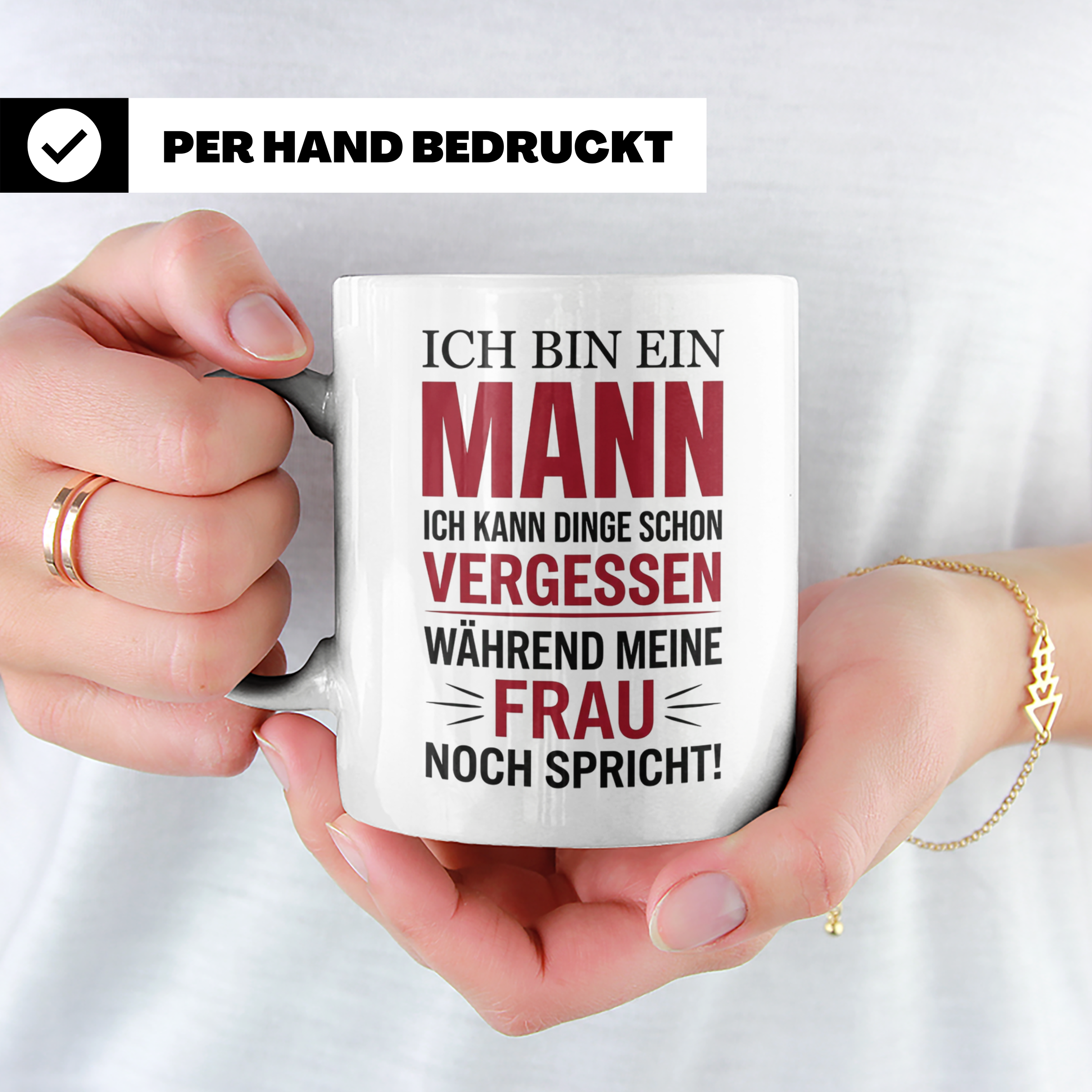 Männer Tasse mit Spruch Ich bin ein Mann lustig Kaffeetasse  – Weiß [farbe:weiß]