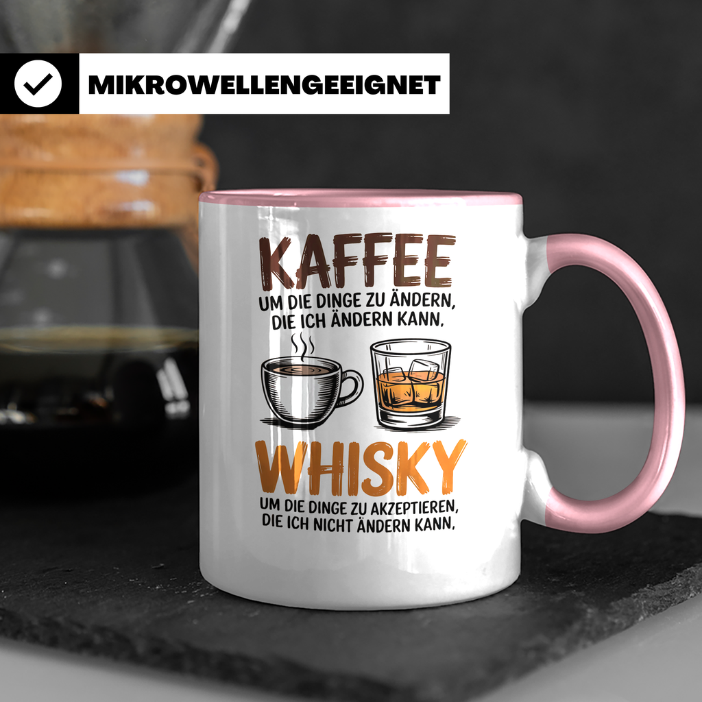Kaffee Whisky Spruch Tasse | Geschenk für Morgenmuffel | Für Freunde des guten Geschmacks | Lustige Weisheit für Kaffeetrinker & Whiskeylieb