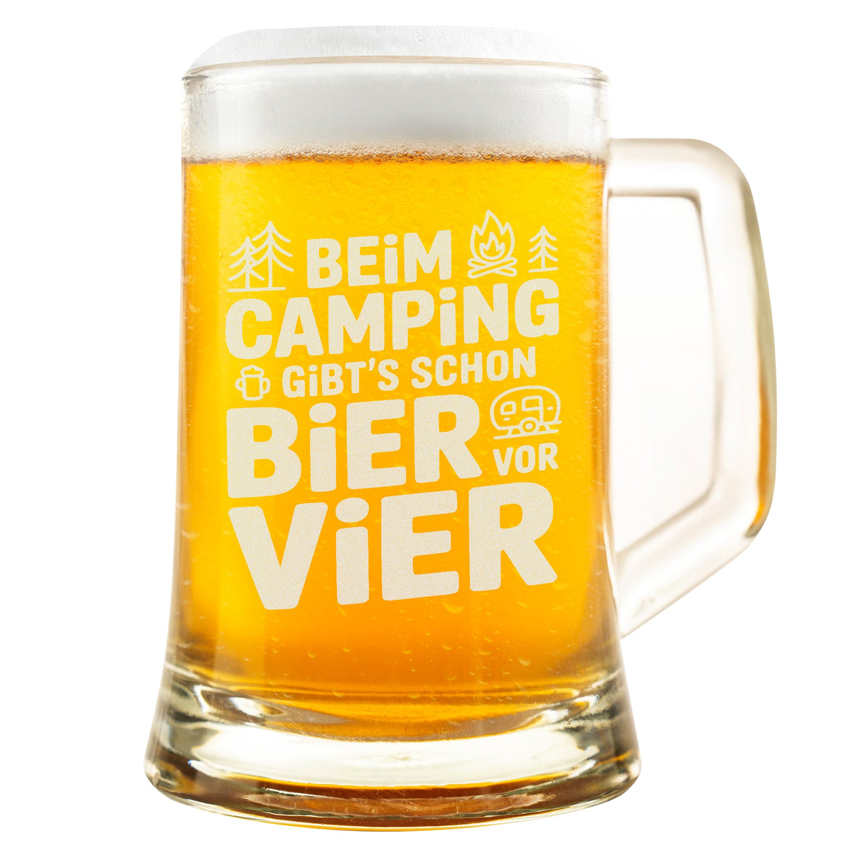 Camping Bierkrug – Beim Camping gibt's schon Bier vor vier Geschenk für Camper Campingliebhaber