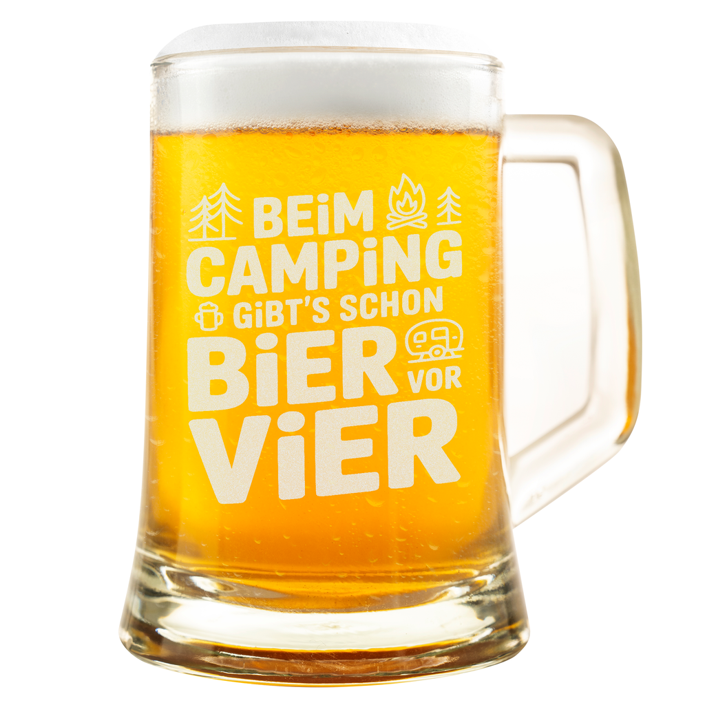 Camping Bierkrug – Beim Camping gibt's schon Bier vor vier Geschenk für Camper Campingliebhaber