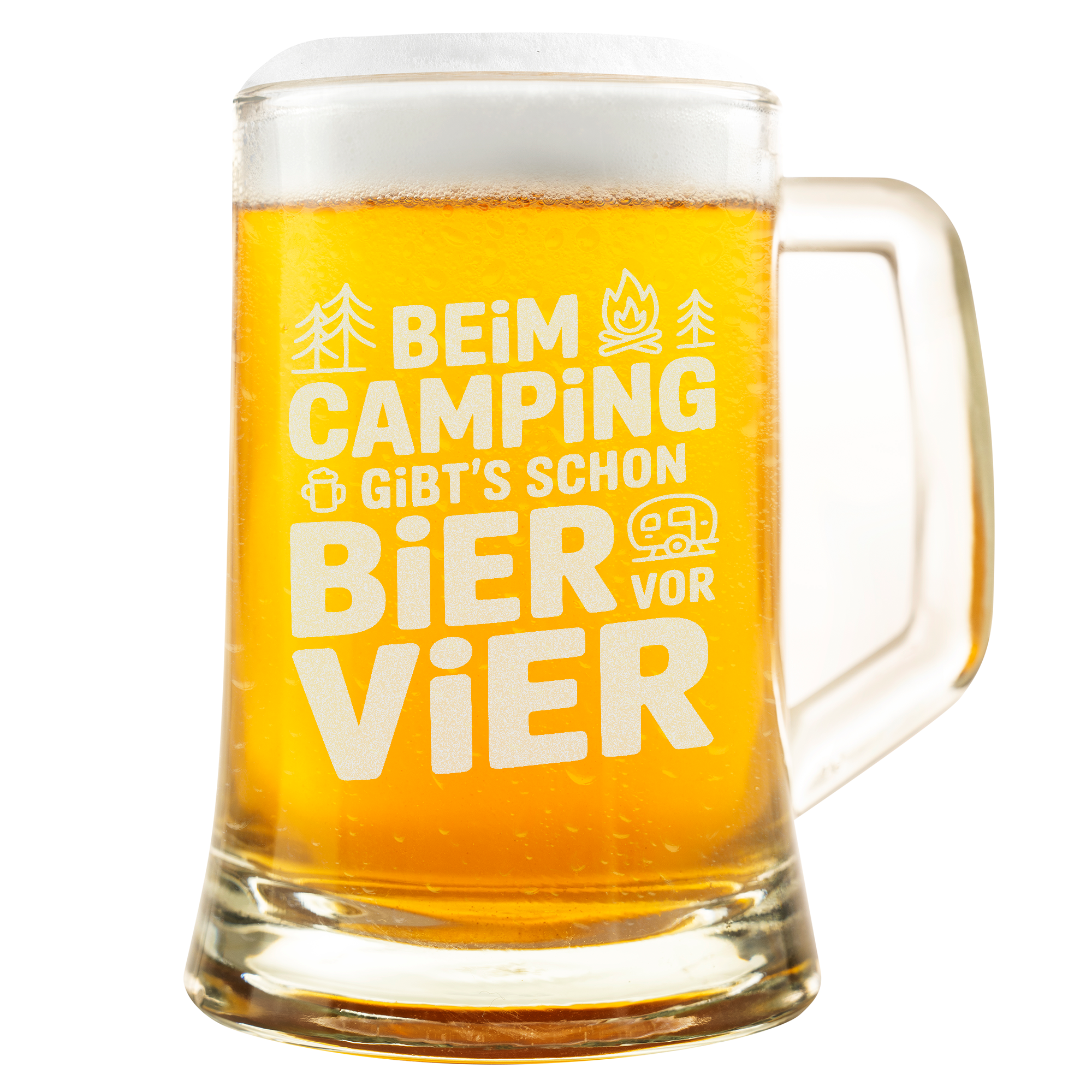 Camping Bierkrug – Beim Camping gibt's schon Bier vor vier Geschenk für Camper Campingliebhaber