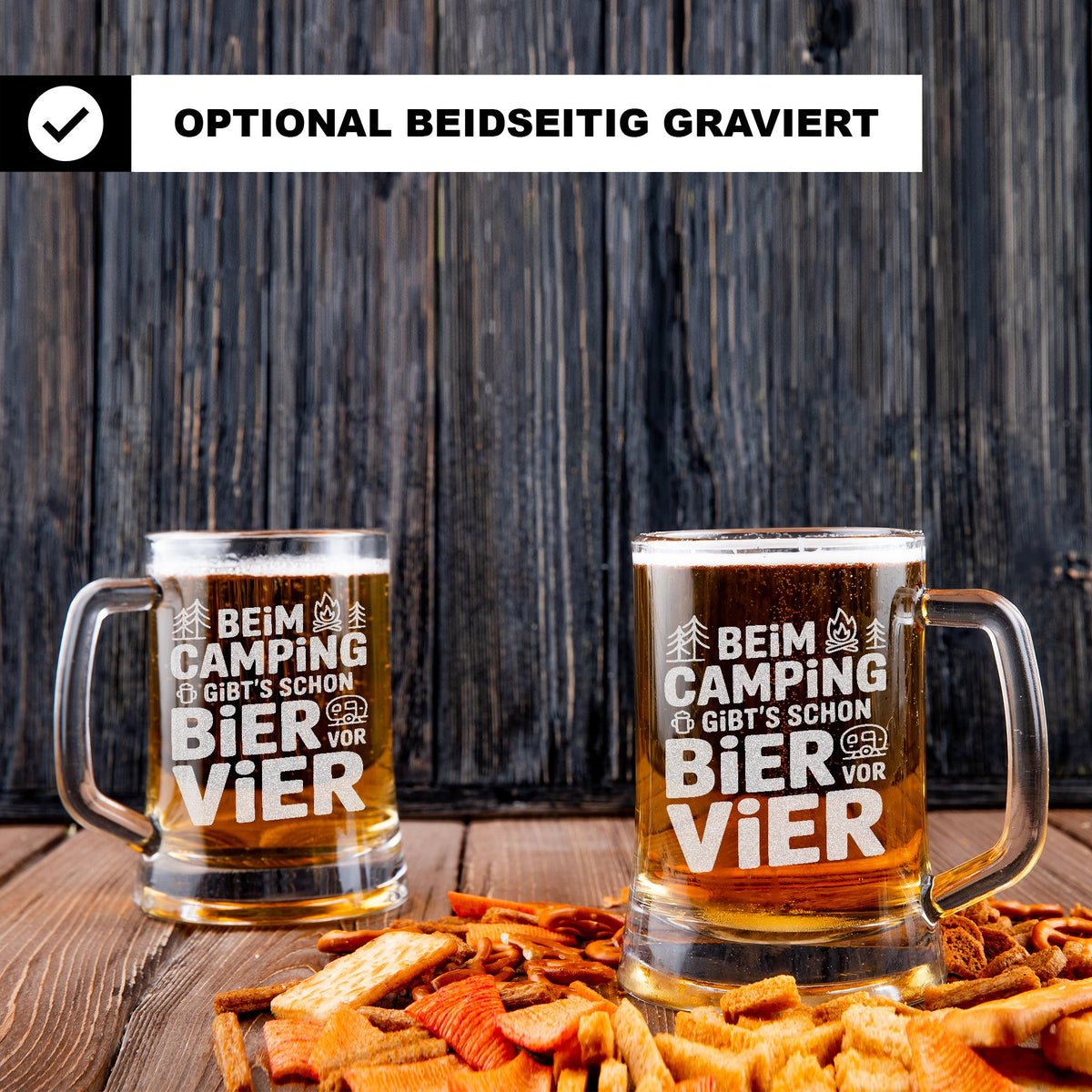 Camping Bierkrug – Beim Camping gibt's schon Bier vor vier Geschenk für Camper Campingliebhaber