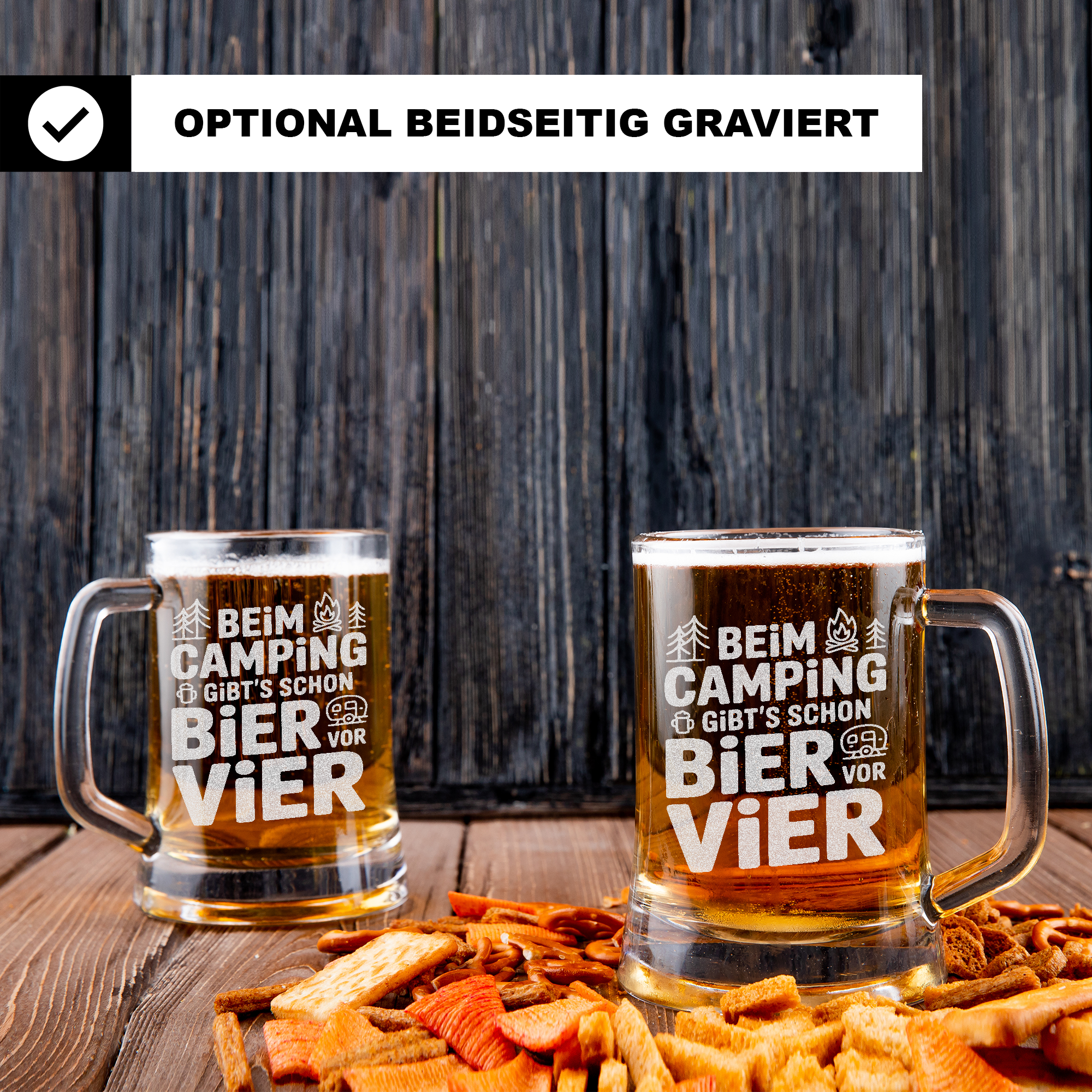 Camping Bierkrug – Beim Camping gibt's schon Bier vor vier Geschenk für Camper Campingliebhaber