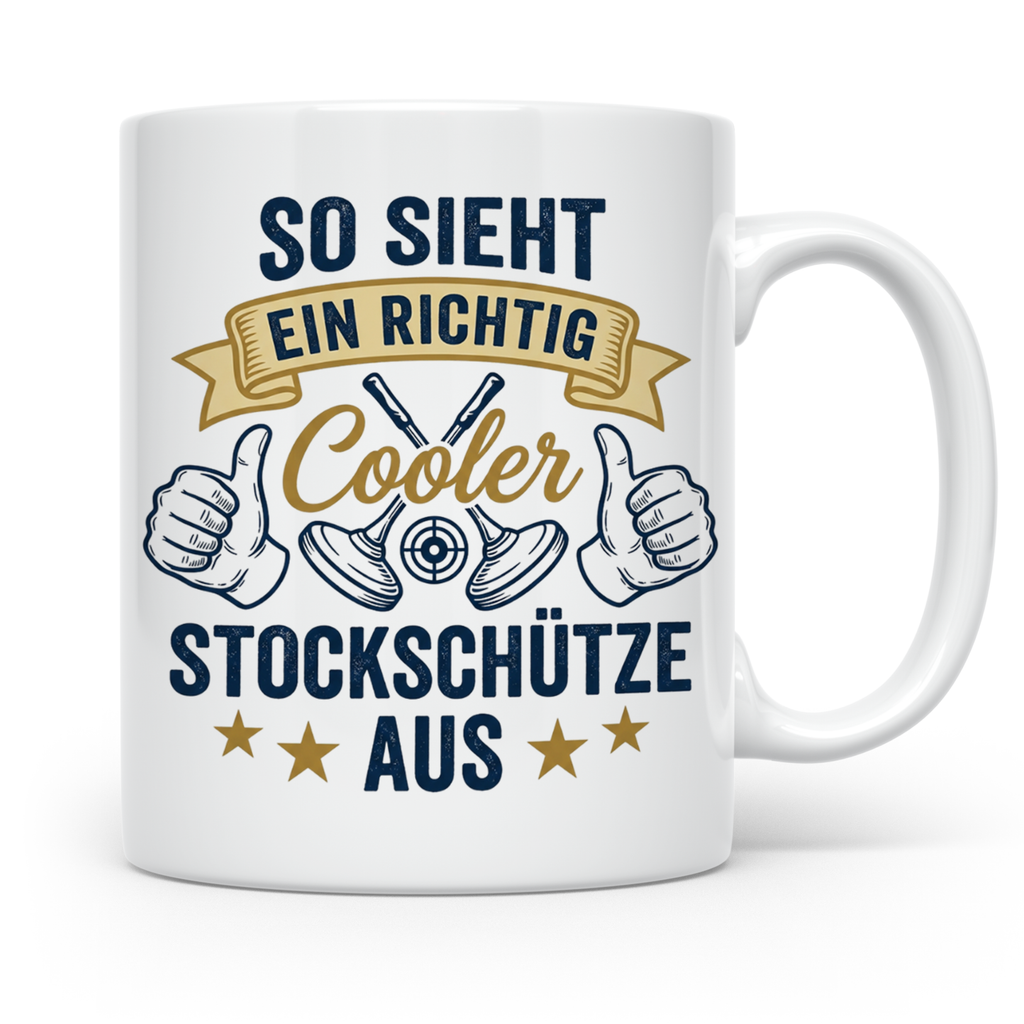 Stockschütze Tasse mit Spruch So sieht ein cooler Stockschüt – Weiß [farbe:weiß]