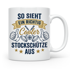 Stockschütze Tasse mit Spruch So sieht ein cooler Stockschüt – Weiß [farbe:weiß]