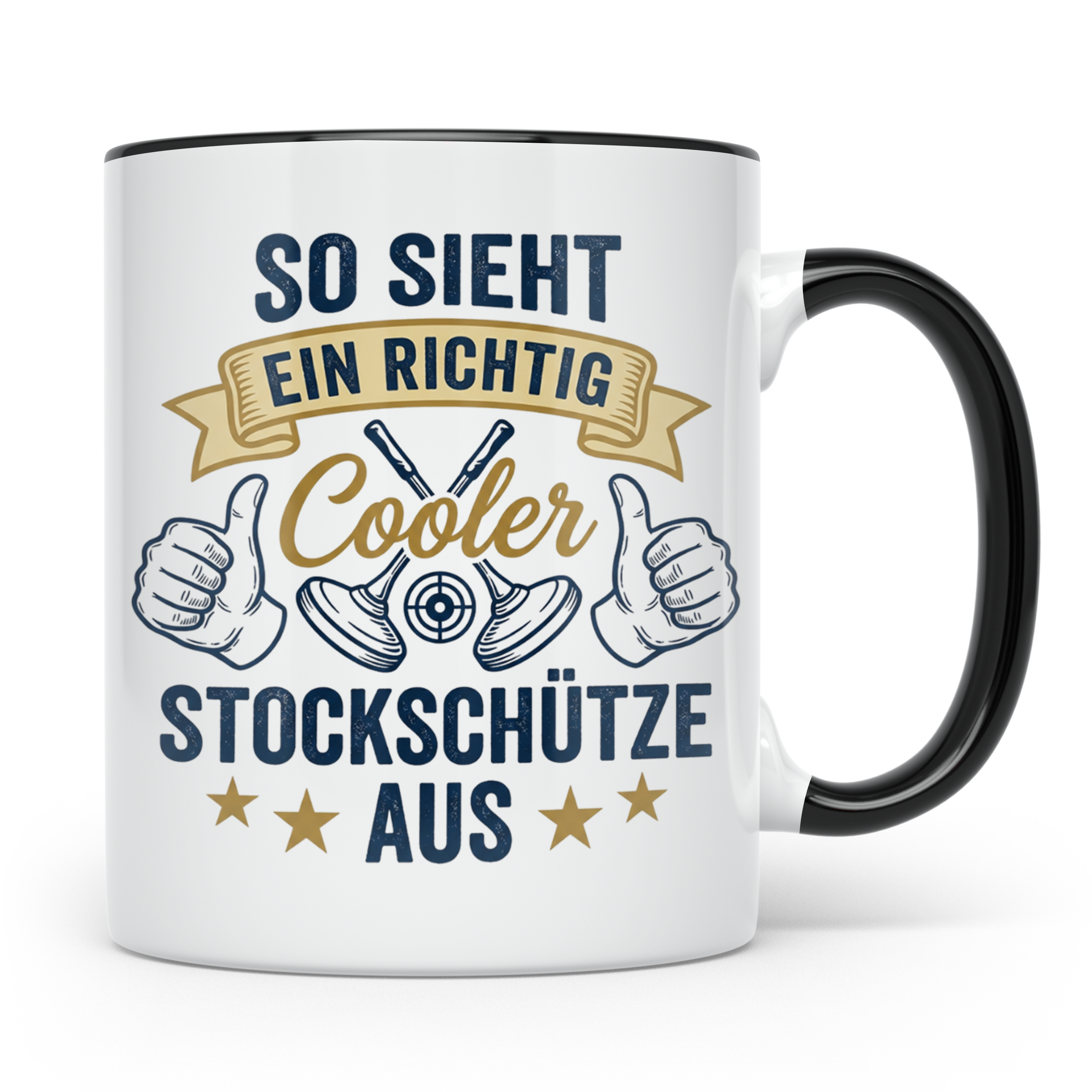 Stockschütze Tasse mit Spruch So sieht ein cooler Stockschüt – Schwarz [farbe:schwarz]