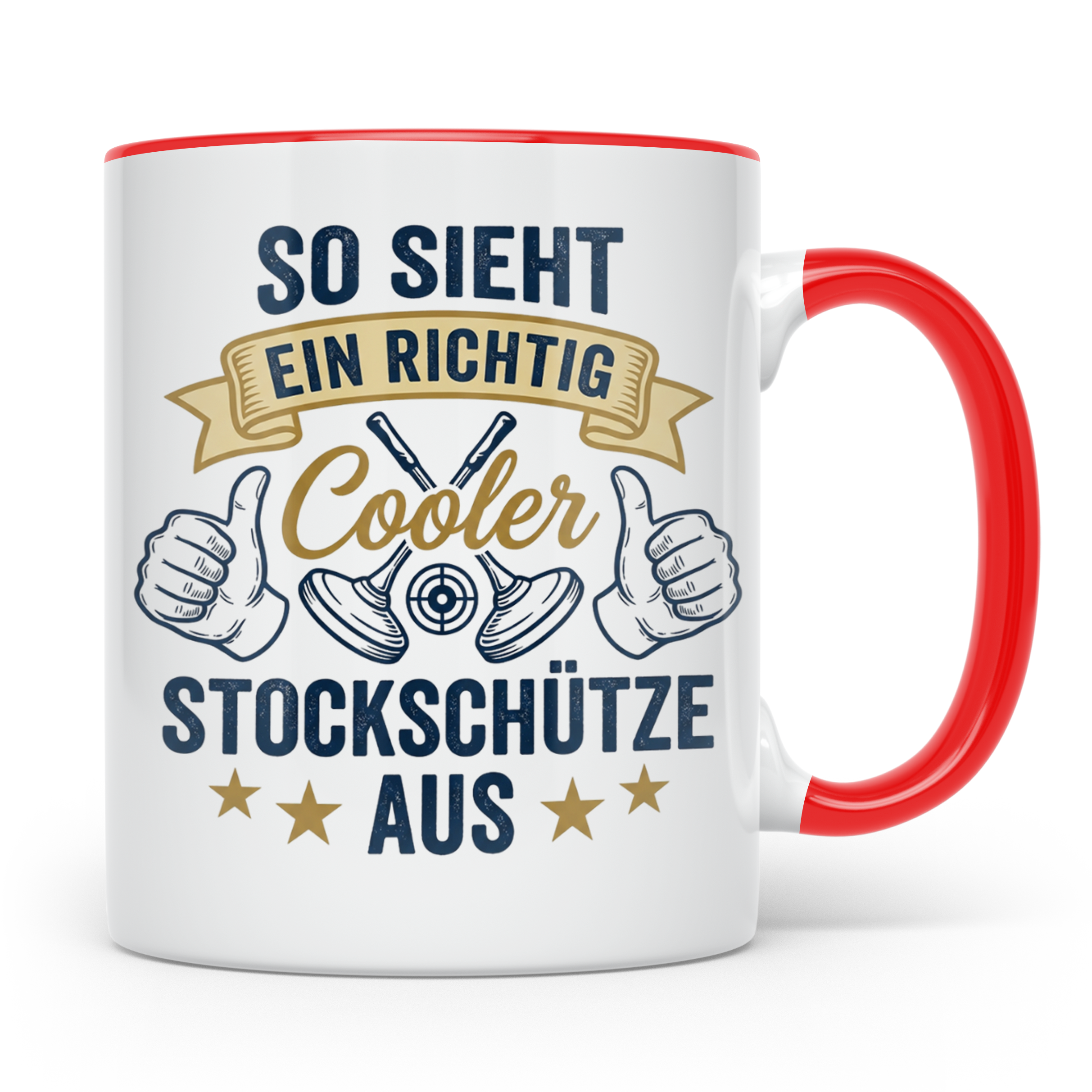 Stockschütze Tasse mit Spruch So sieht ein cooler Stockschüt – Rot [farbe:rot]