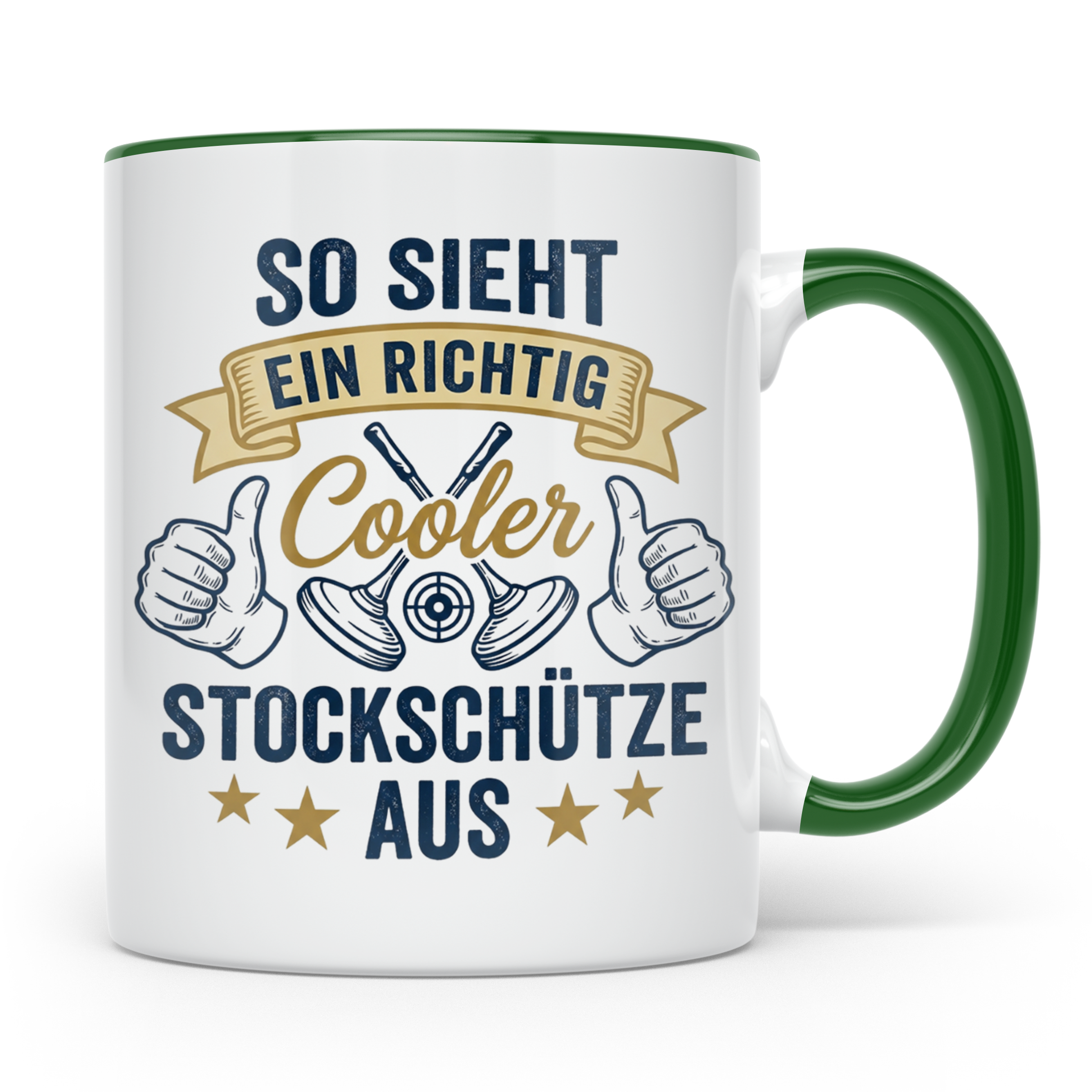 Stockschütze Tasse mit Spruch So sieht ein cooler Stockschüt – Grün [farbe:grün]