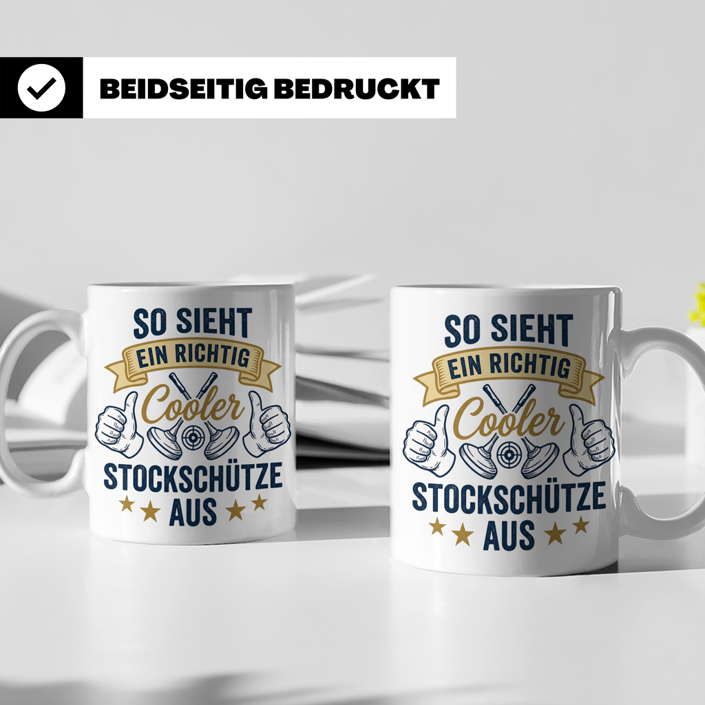Stockschütze Tasse mit Spruch So sieht ein cooler Stockschüt – Weiß [farbe:weiß]