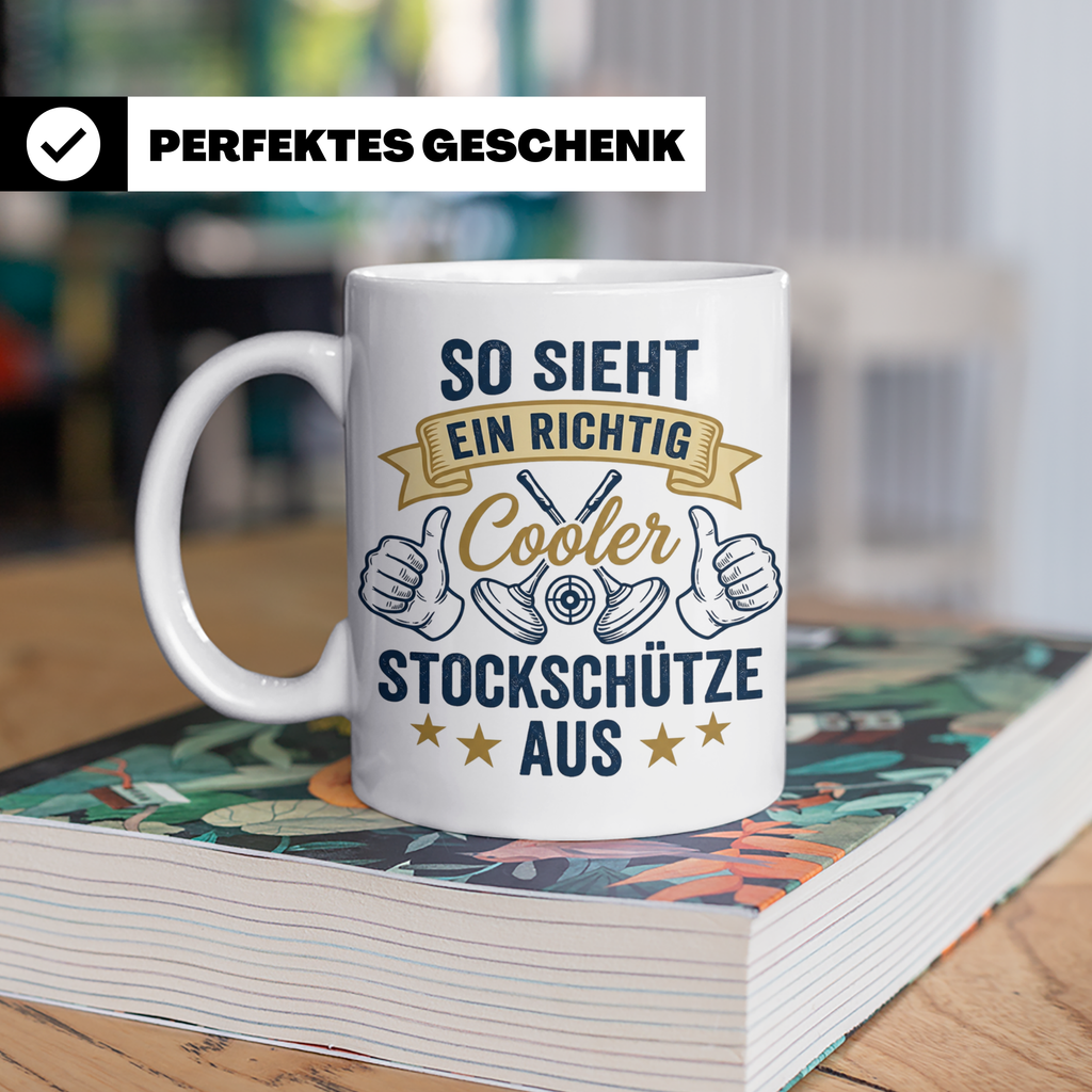 Stockschütze Tasse mit Spruch So sieht ein cooler Stockschüt – Weiß [farbe:weiß]
