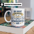Stockschütze Tasse mit Spruch So sieht ein cooler Stockschüt – Weiß [farbe:weiß]